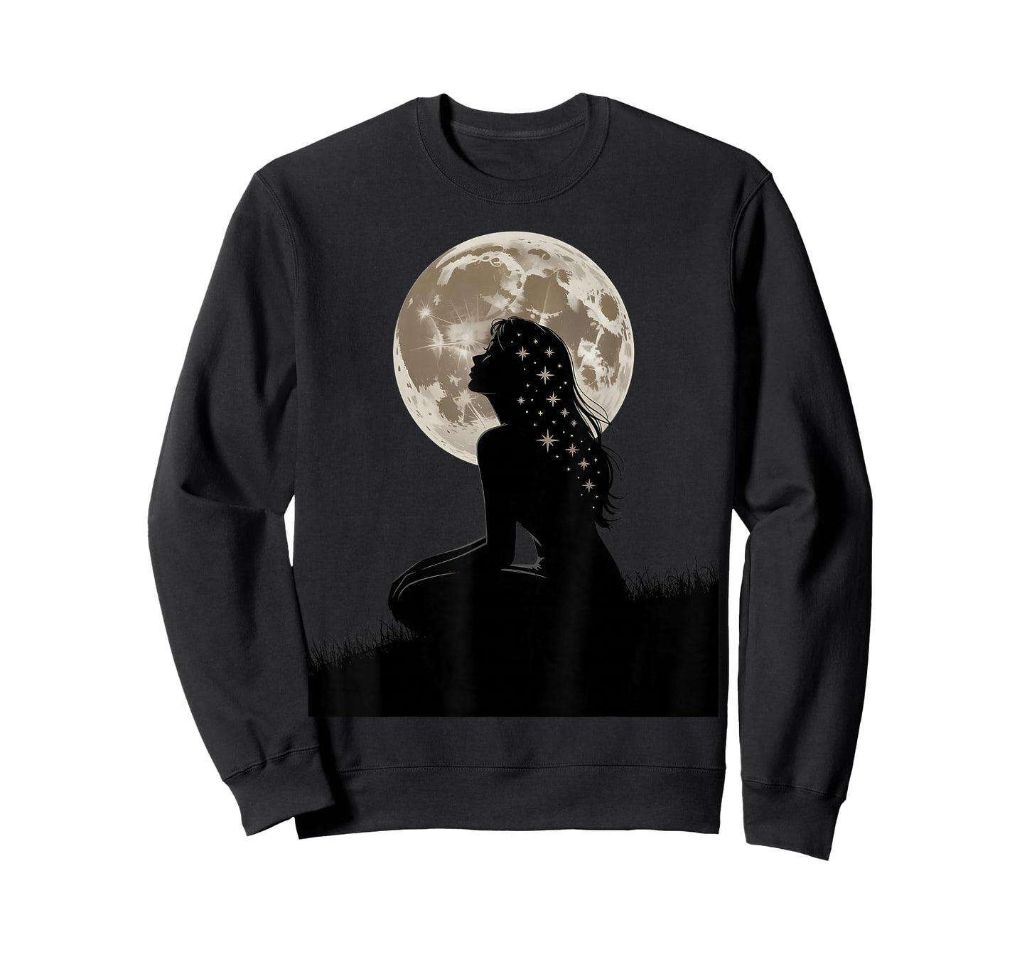 Full Moon Feelings Girl Design Astrology Galaxy Silhouette T-Shirt