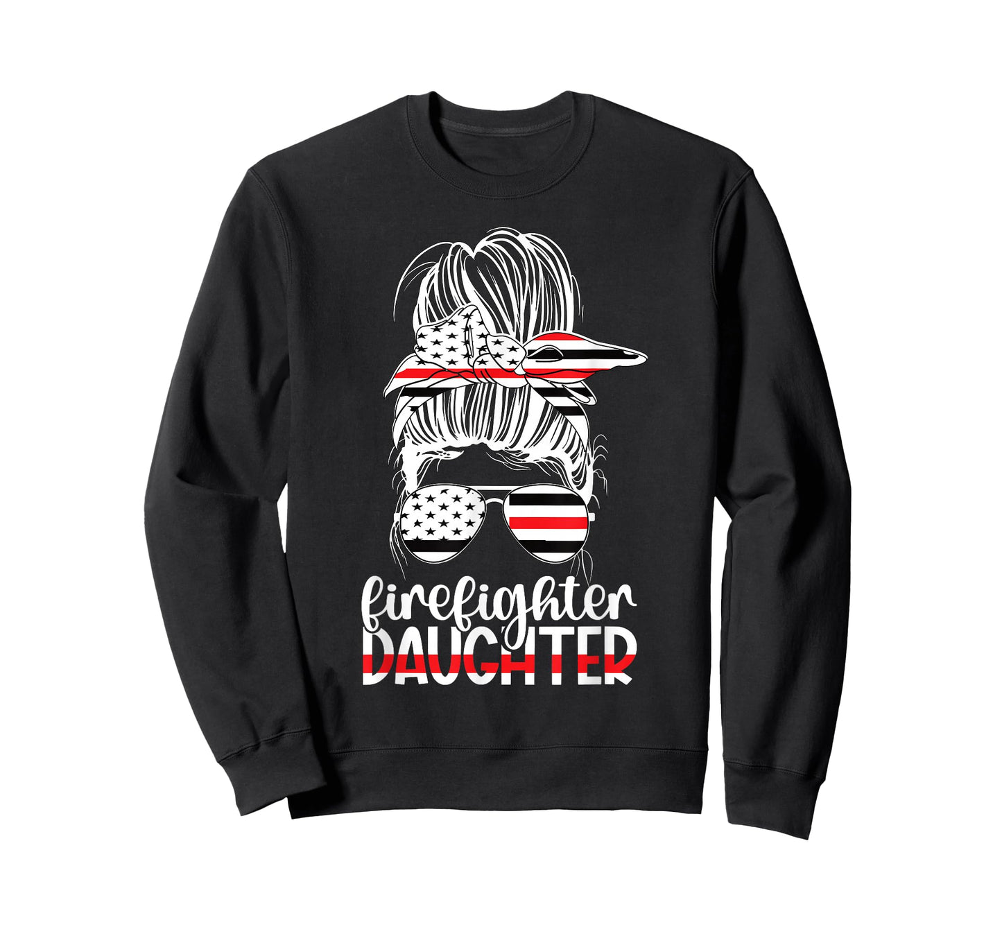 Firefighter Daughter Messy Bun Fireman Daughter T-Shirt