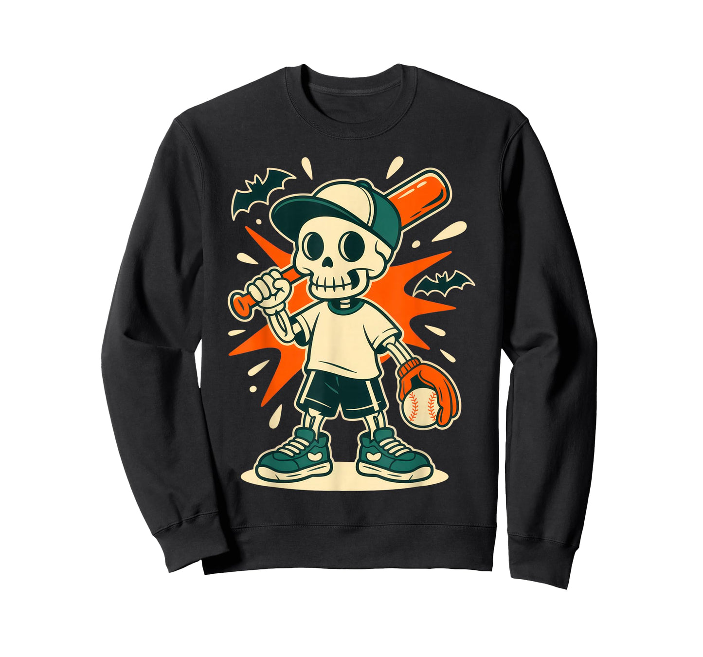 Skeleton Baseball Player for Sports Fans Halloween Humor T-Shirt