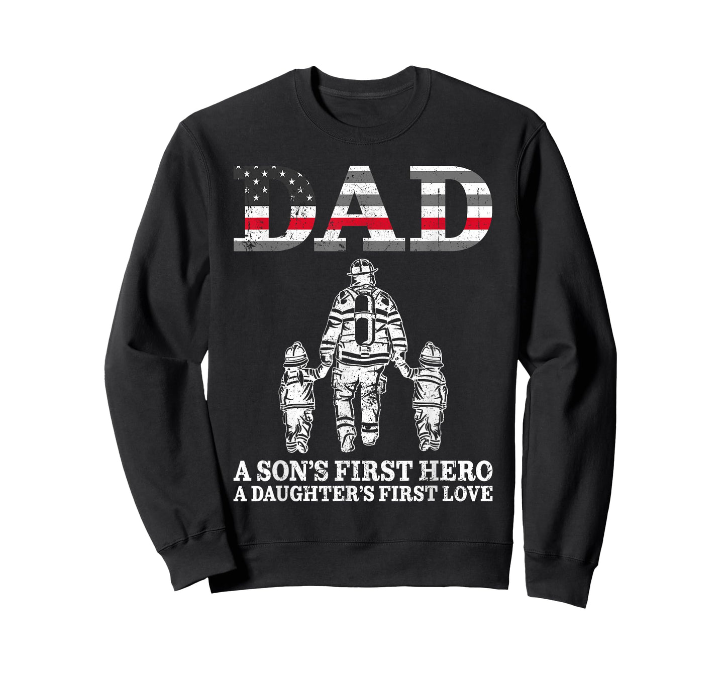 Retro Firefighter Dad Son's First Hero Daughter's First Love T-Shirt