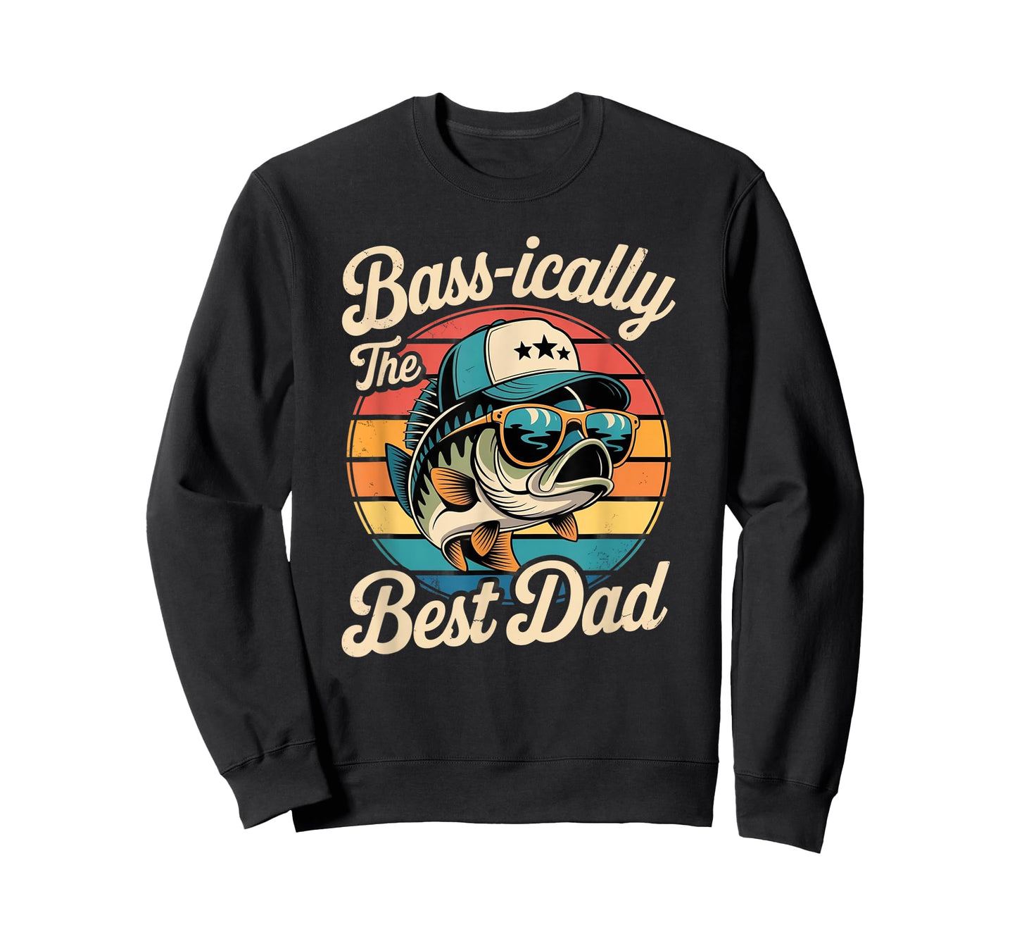Bass-ically The Best Dad Funny Fishing Retro Bass Fisherman T-Shirt