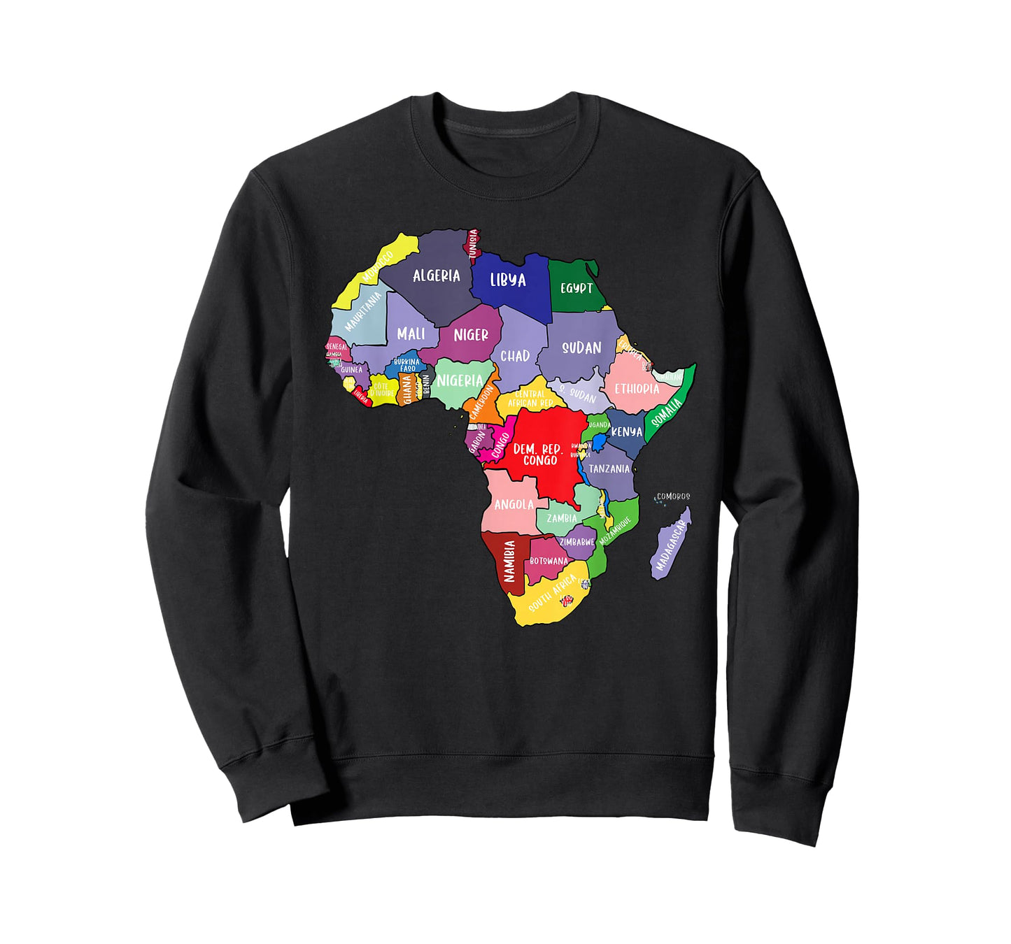 Colourful Africa Map with Country Names, African Continent T-Shirt