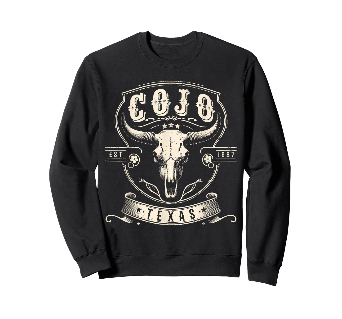 Distressed Cojo Name & Bull-Skull Retro Country Music Outlaw T-Shirt