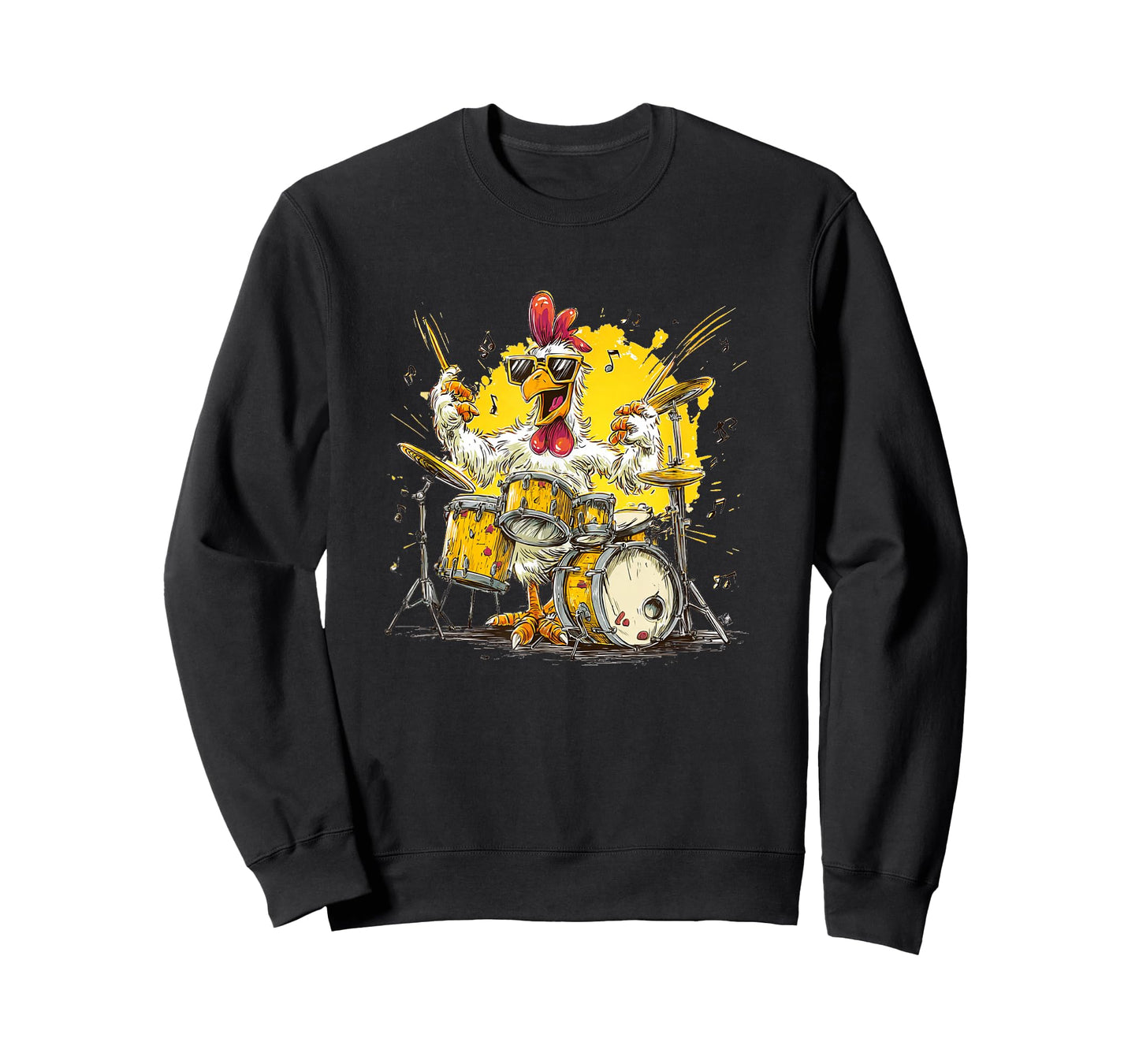 Cool Musician Chicken Loves Drums for Rock'n Roll Lovers T-Shirt