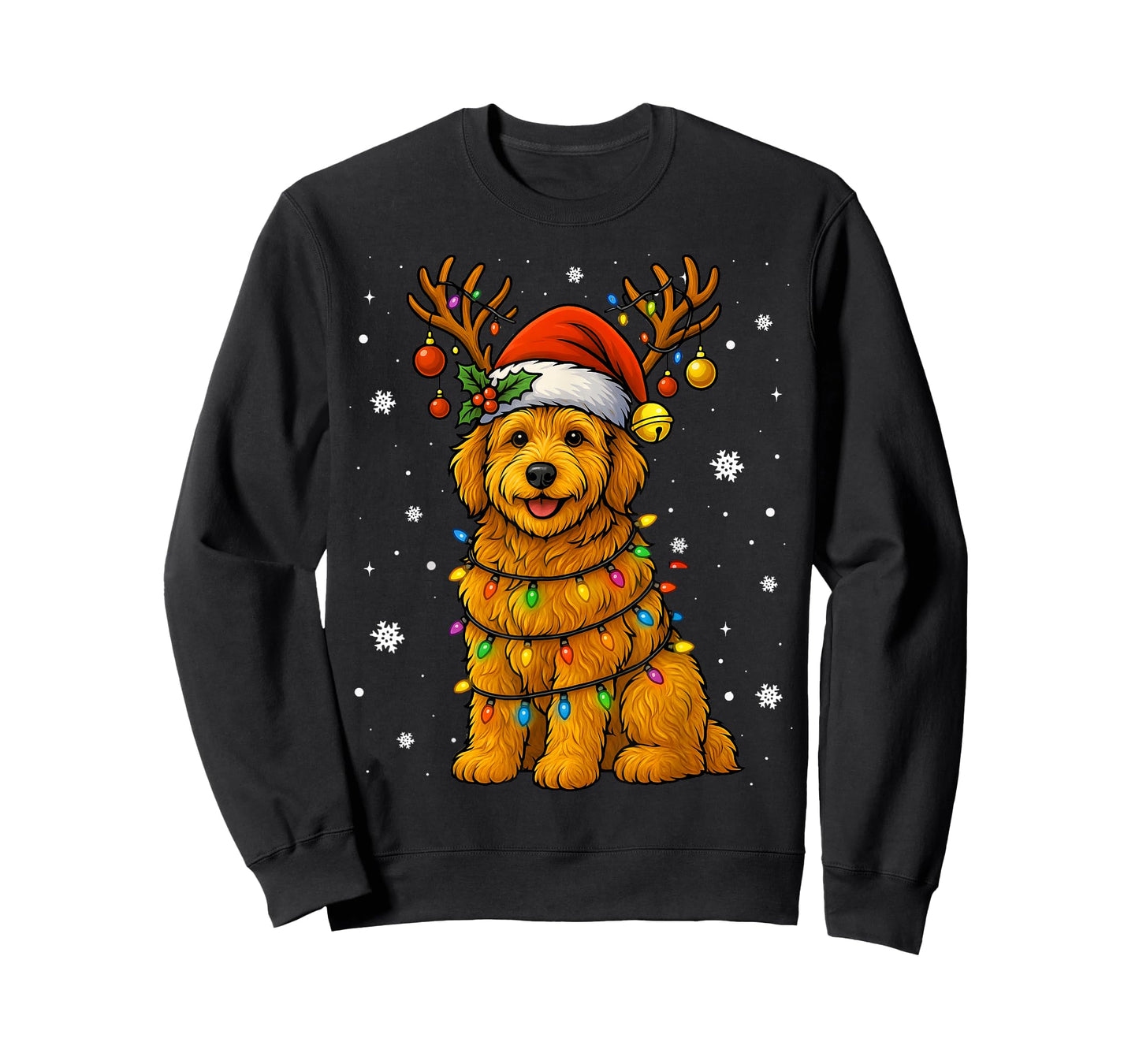 Goldendoodle Christmas Tee Reindeer Christmas Lights Pajamas T-Shirt