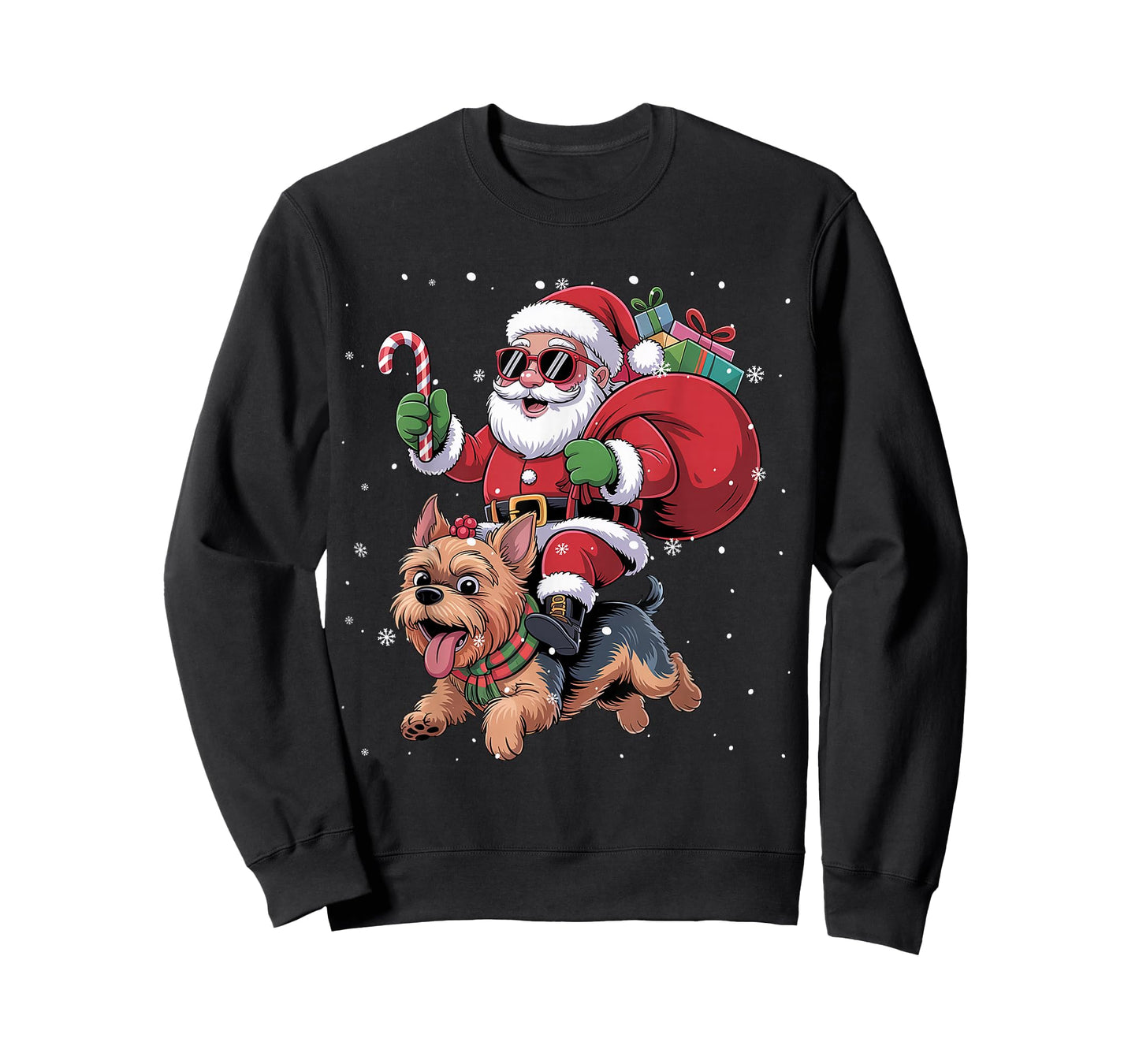 Santa Claus Ride Yorkshire Terrier Dog Christmas Yorkie T-Shirt