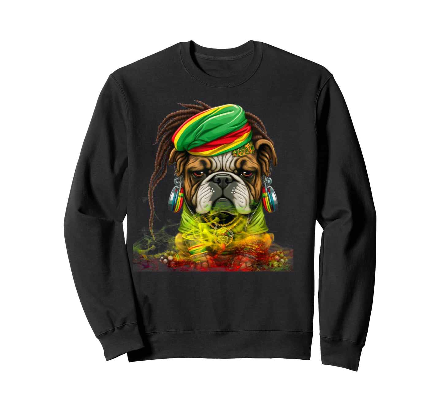 Rasta Dog Stylish Rastafari Bulldog Reggae & Jamaica Vibes T-Shirt