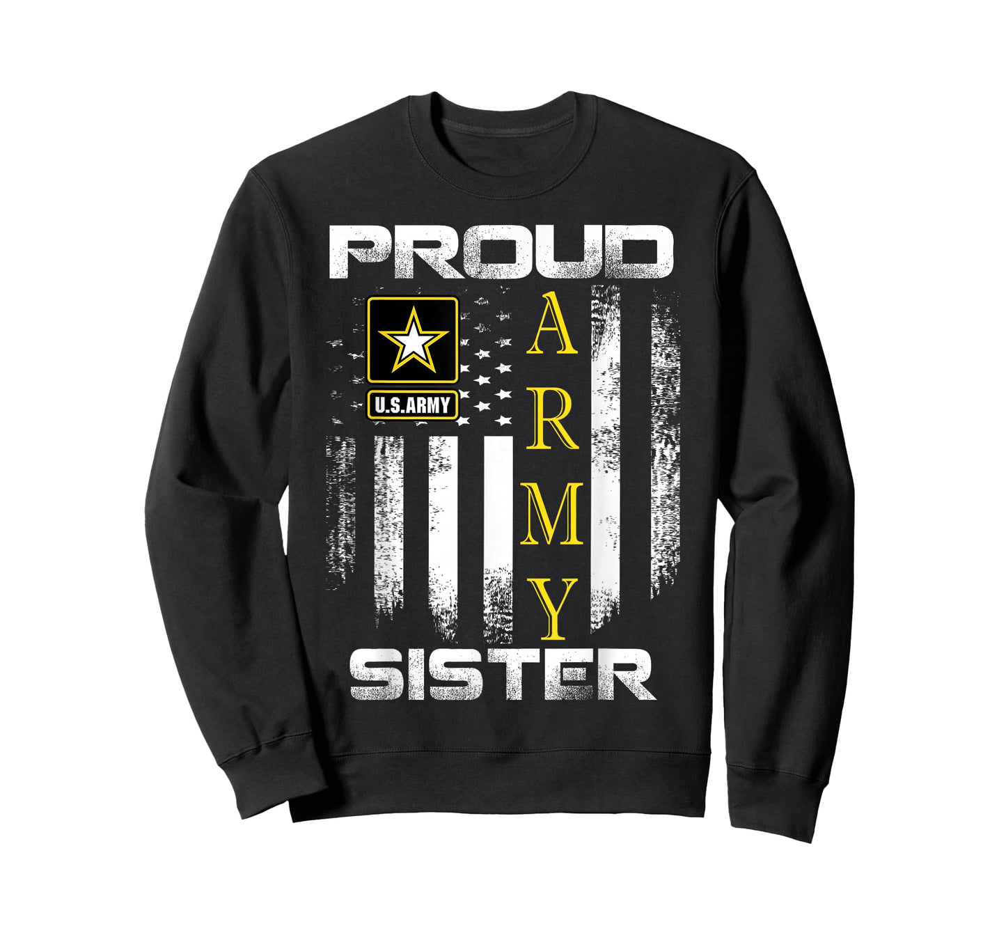 Vintage Proud Army Sister with American Flag Gift T-Shirt