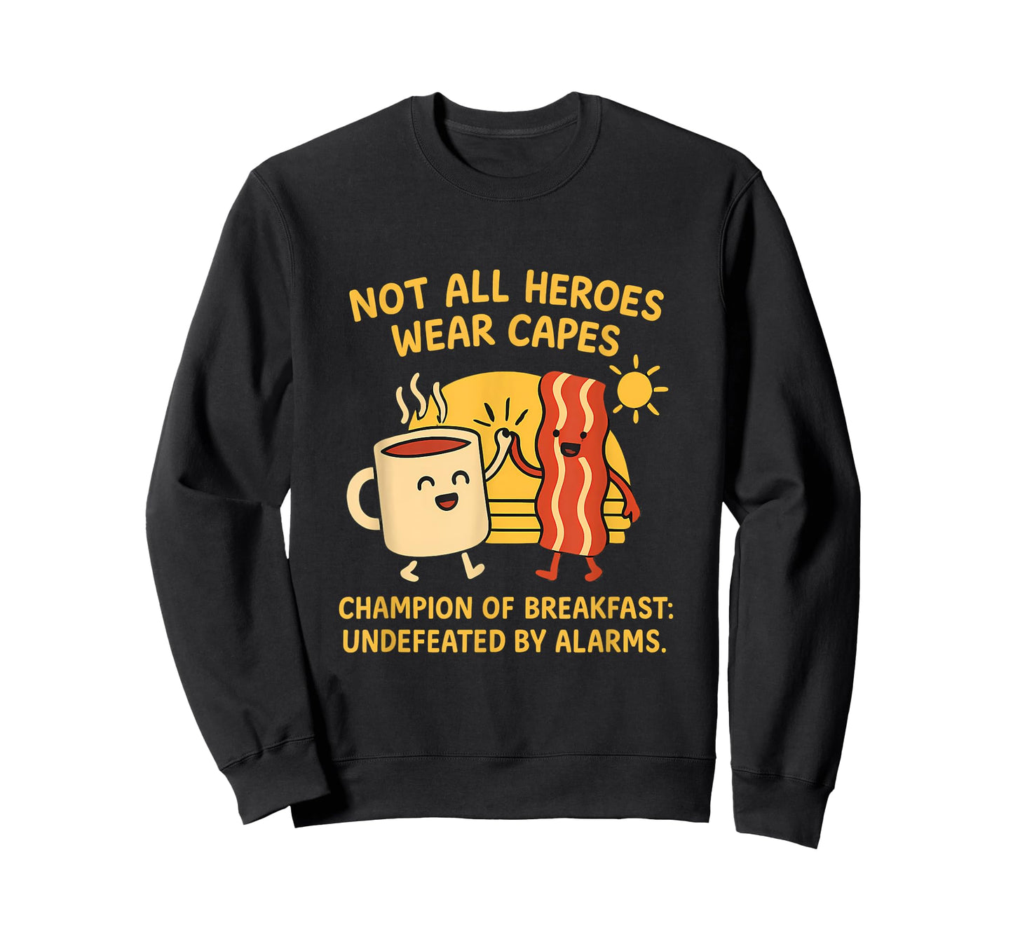 Champion of Breakfast Coffee Bacon Graphic Design T-Shirt