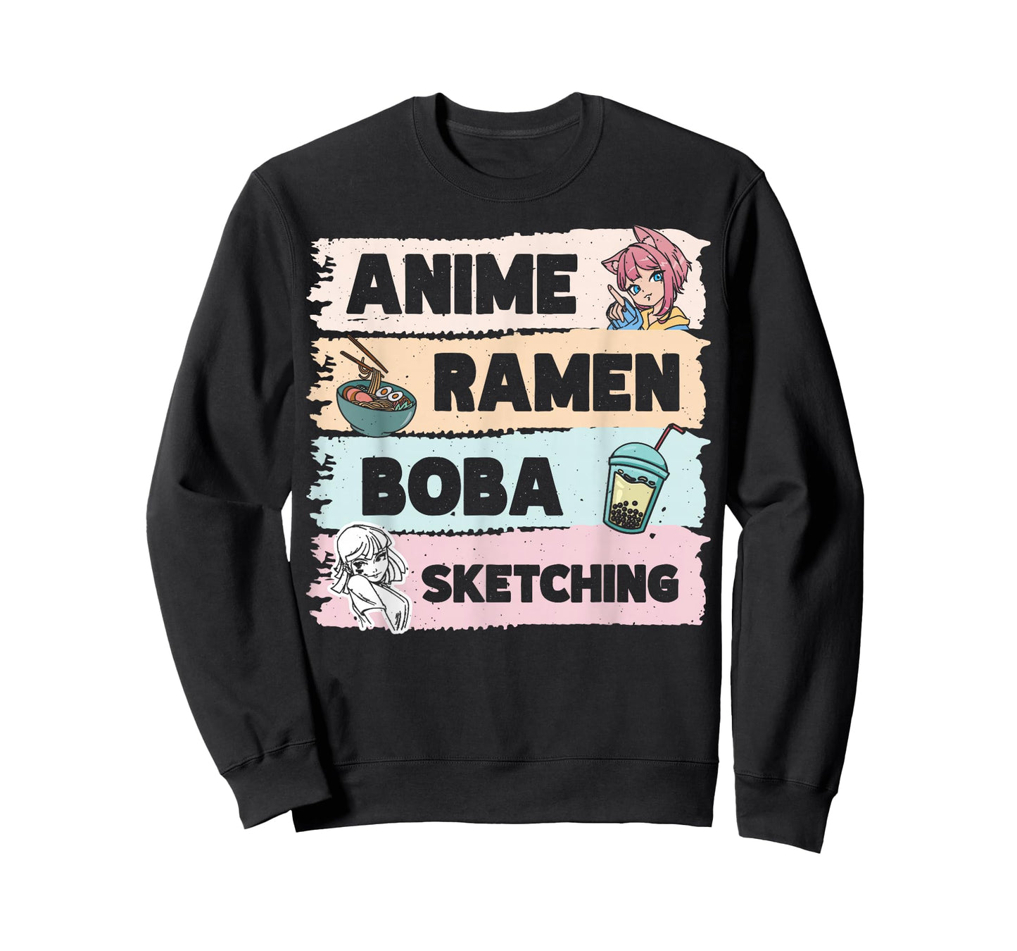Japanese Manga Otaku Sketch Artist Bubble Tea Anime Ramen Boba Sketching T-Shirt