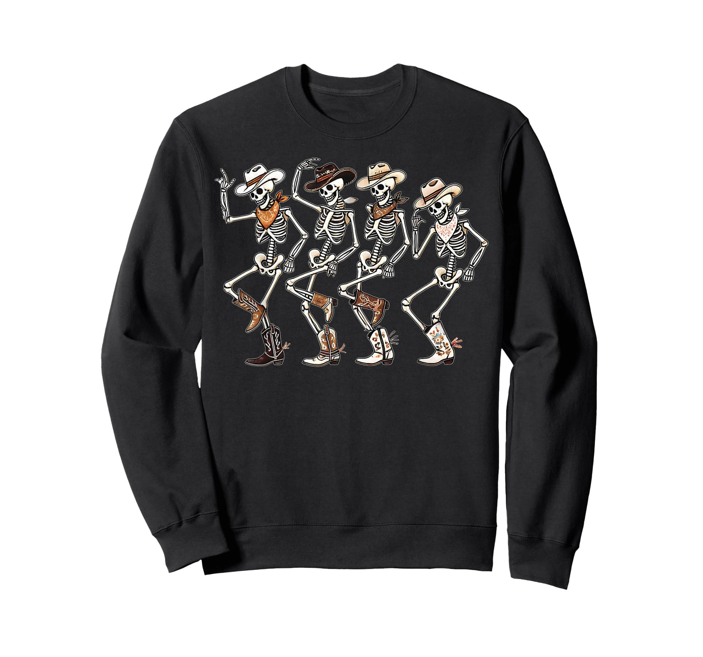 Dancing Skeleton Cowboys Western Country Rodeo Halloween T-Shirt