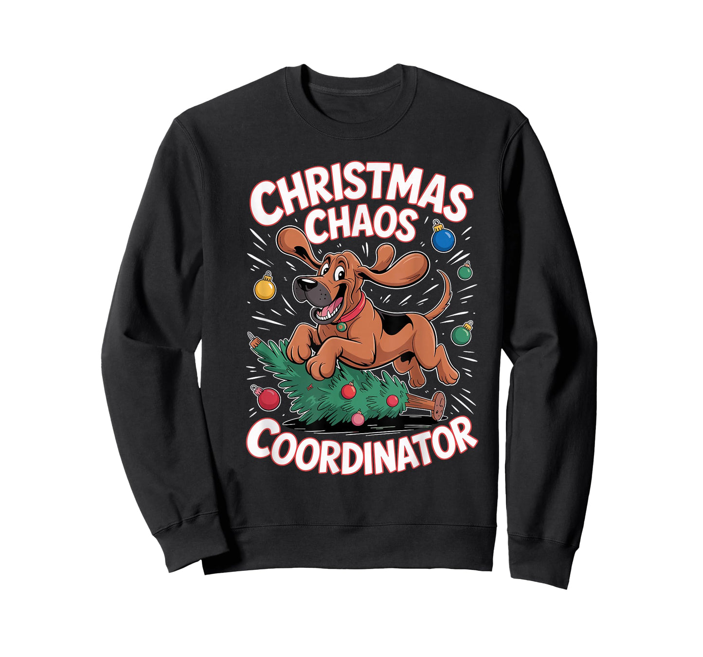 Christmas Chaos Coordinator Xmas Puppy Funny Bloodhound T-Shirt