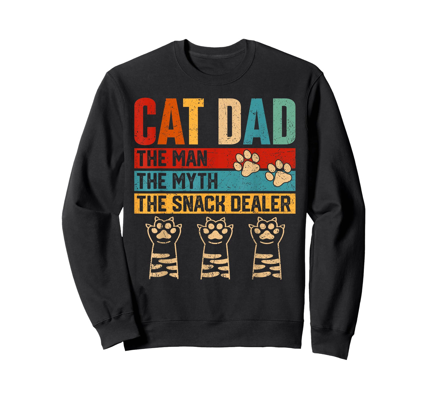 Vintage Cat Dad The Man Myth Snack Dealer Funny Fathers Day T-Shirt