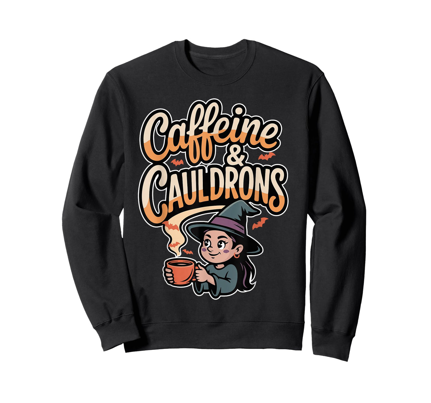 Caffeine and Cauldrons Cute Witch Coffee Halloween Girls T-Shirt
