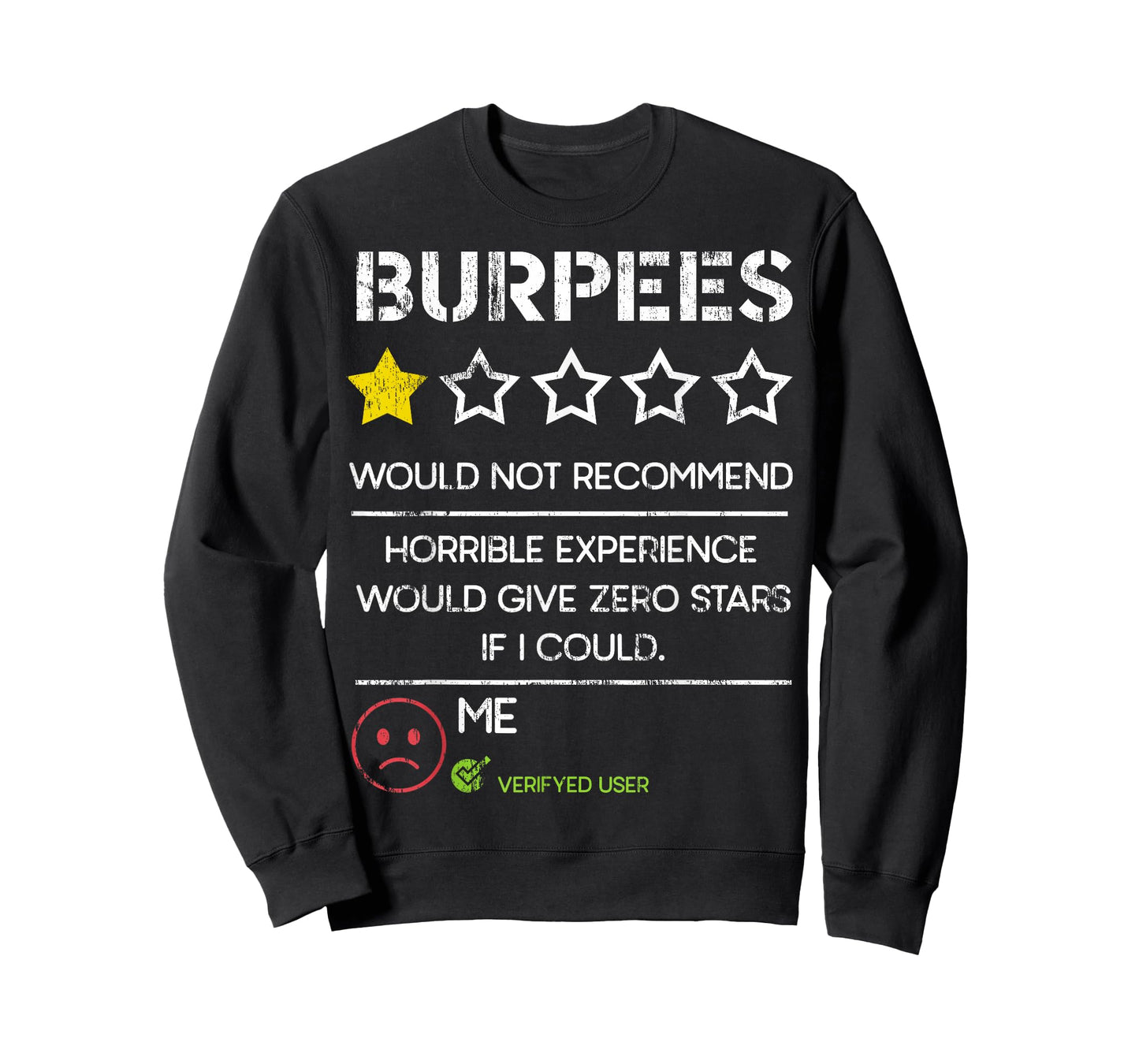 Burpees Would Not Recommend Zero Stars Funny Gym Humor T-Shirt