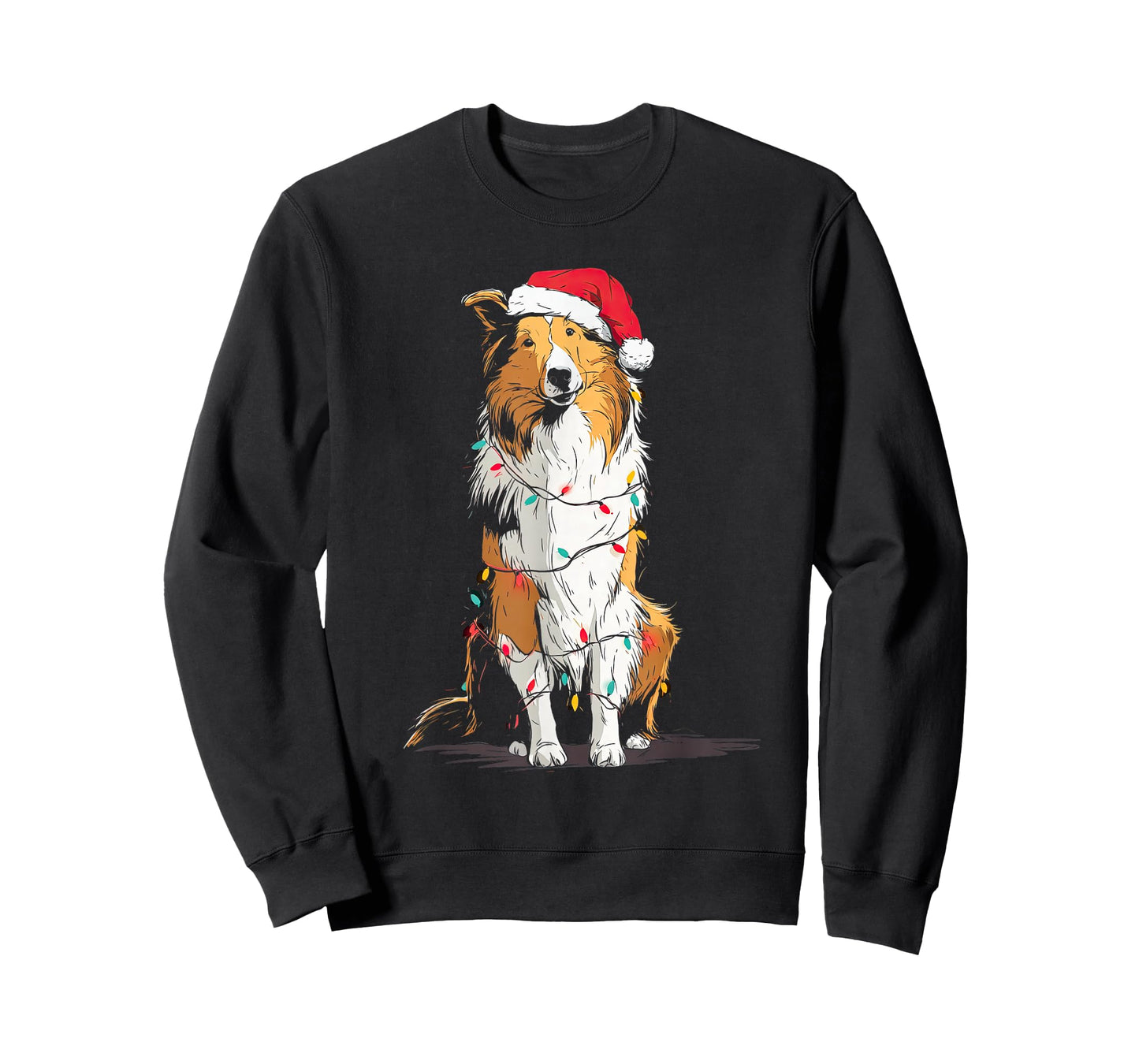 Funny Rough Collie Christmas Graphics Dog Lights Lover T-Shirt