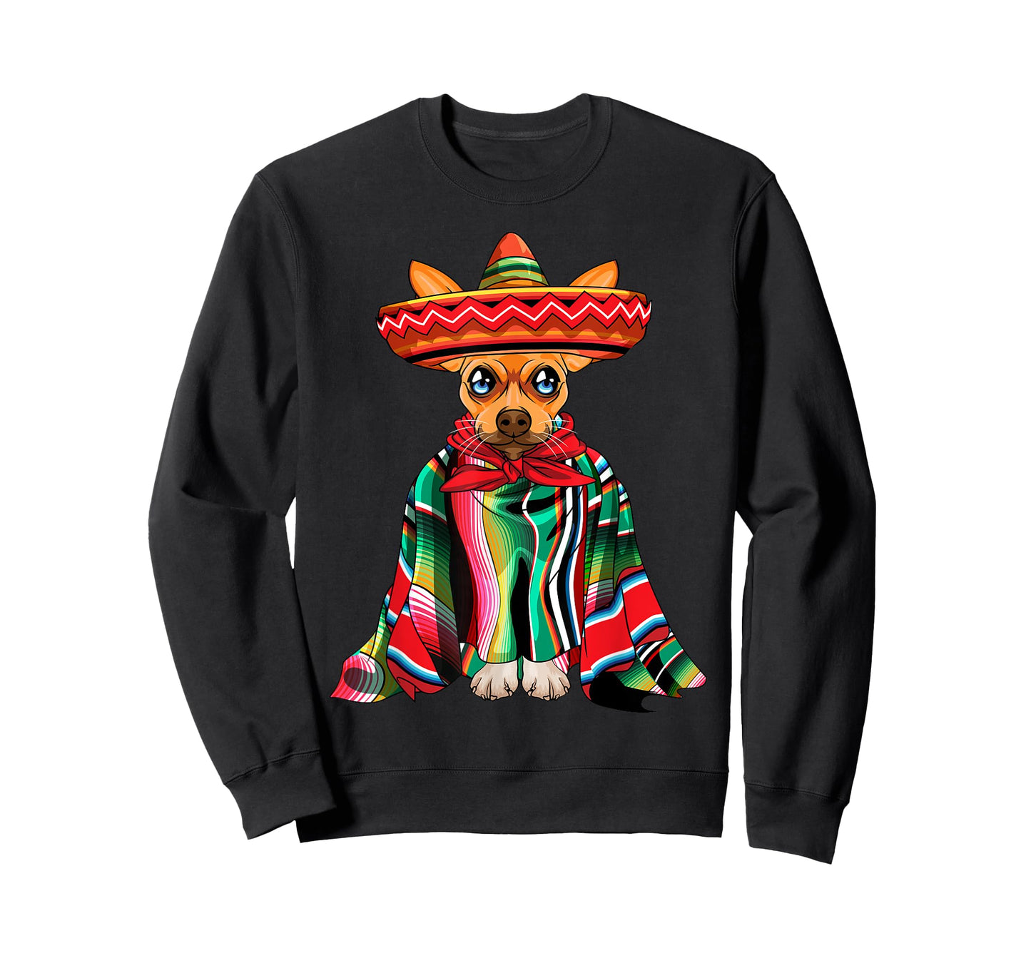 Cinco De Mayo Chihuahua Dog Wearing Poncho And Sombrero T-Shirt for Men Women Kids