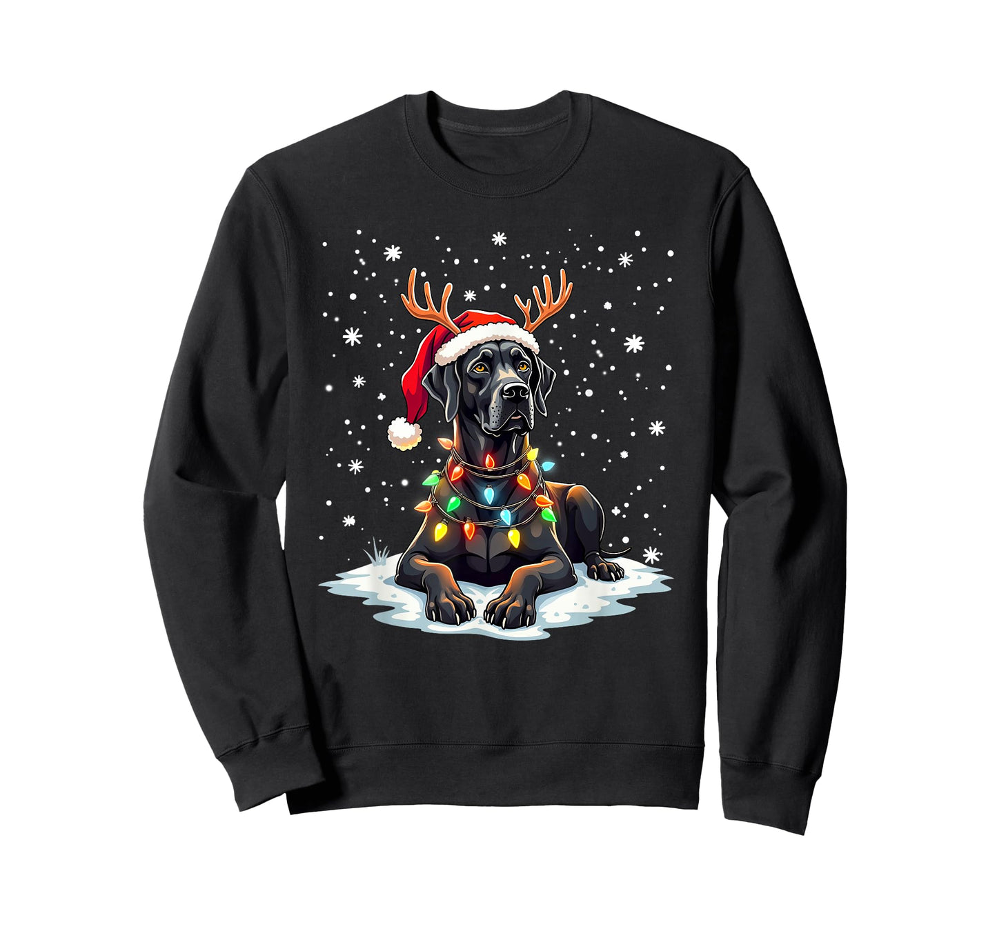 Black Lab Labrador Dog Christmas Tree Xmas Pajama Santa Hat T-Shirt