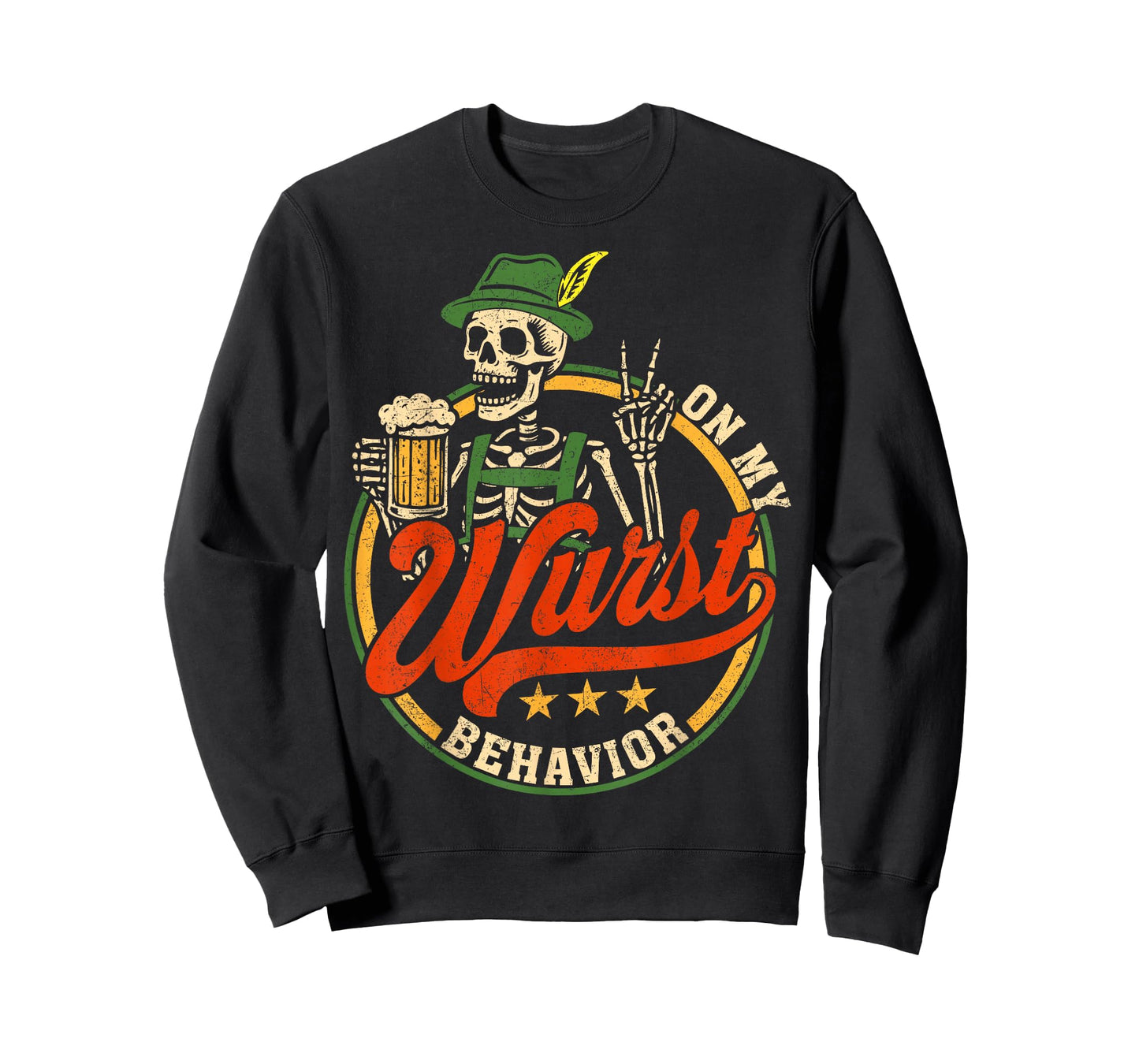 On My Wurst Behavior Funny German Skeleton Oktoberfest T-Shirt
