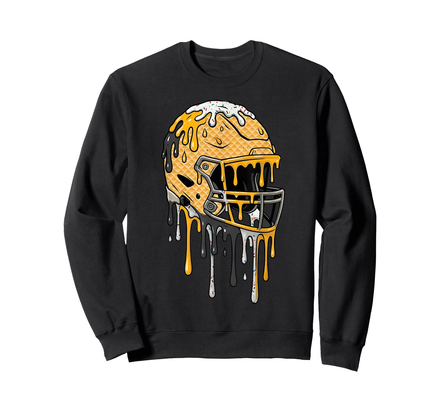 Football Helmet Black and Gold Ice Cream Drip Boys Kids T-Shirt