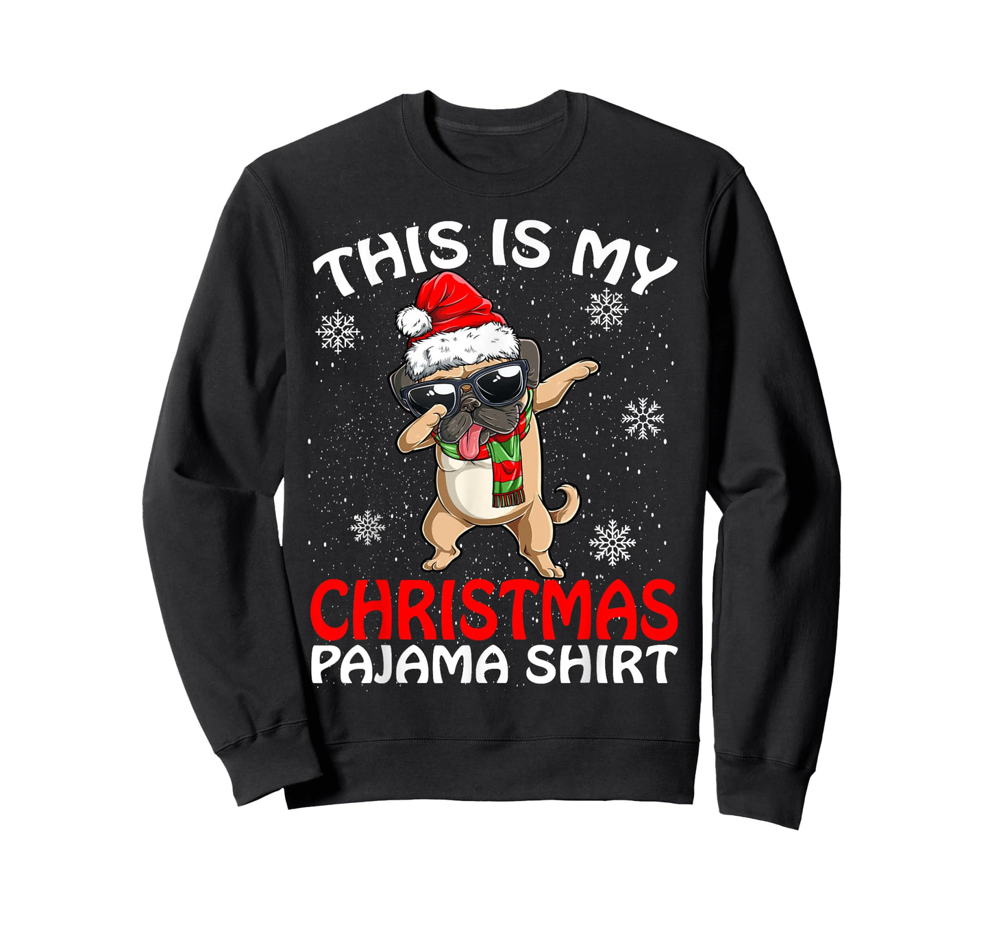 This Is My Christmas Pajama Shirt Pug Santa T-Shirt