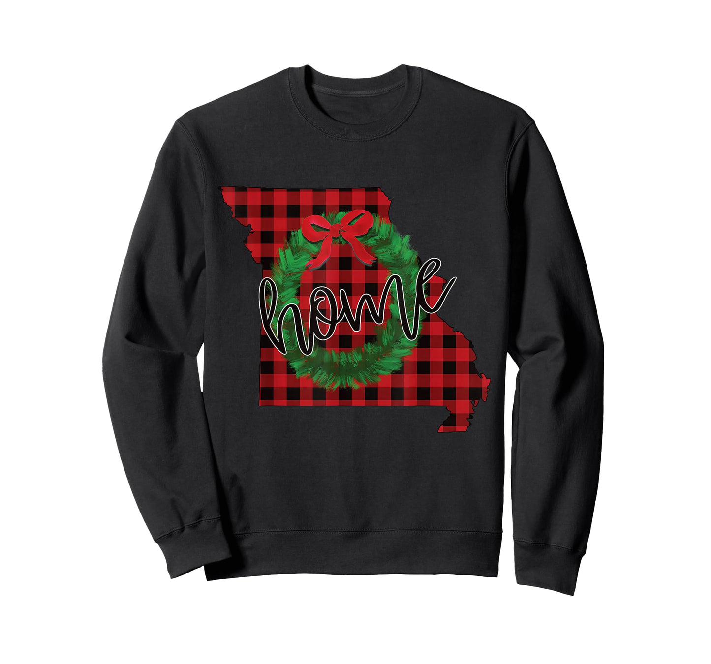 Missouri Buffalo Plaid Christmas Home Wreath Retro T-Shirt
