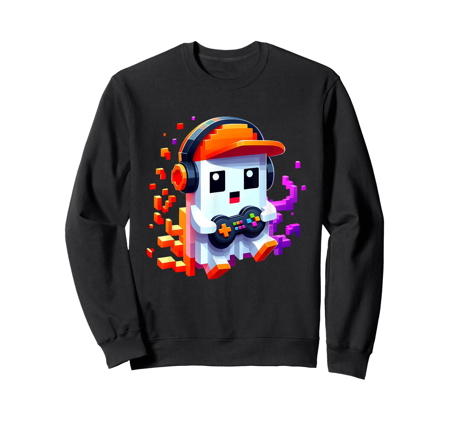 Pi xel Ghost Gamer Retro Video Game Halloween Kids Boys Play T-Shirt
