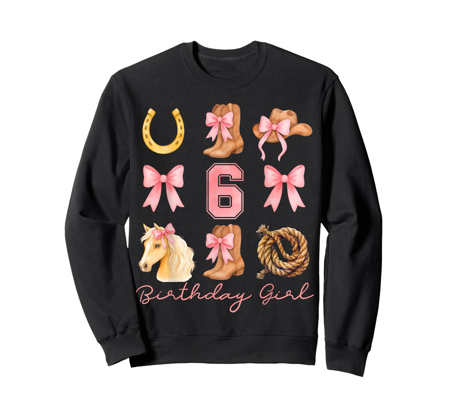 Coquette Bow 6th Birthday Girl Cowgirl 6 Year Old Western T-Shirt