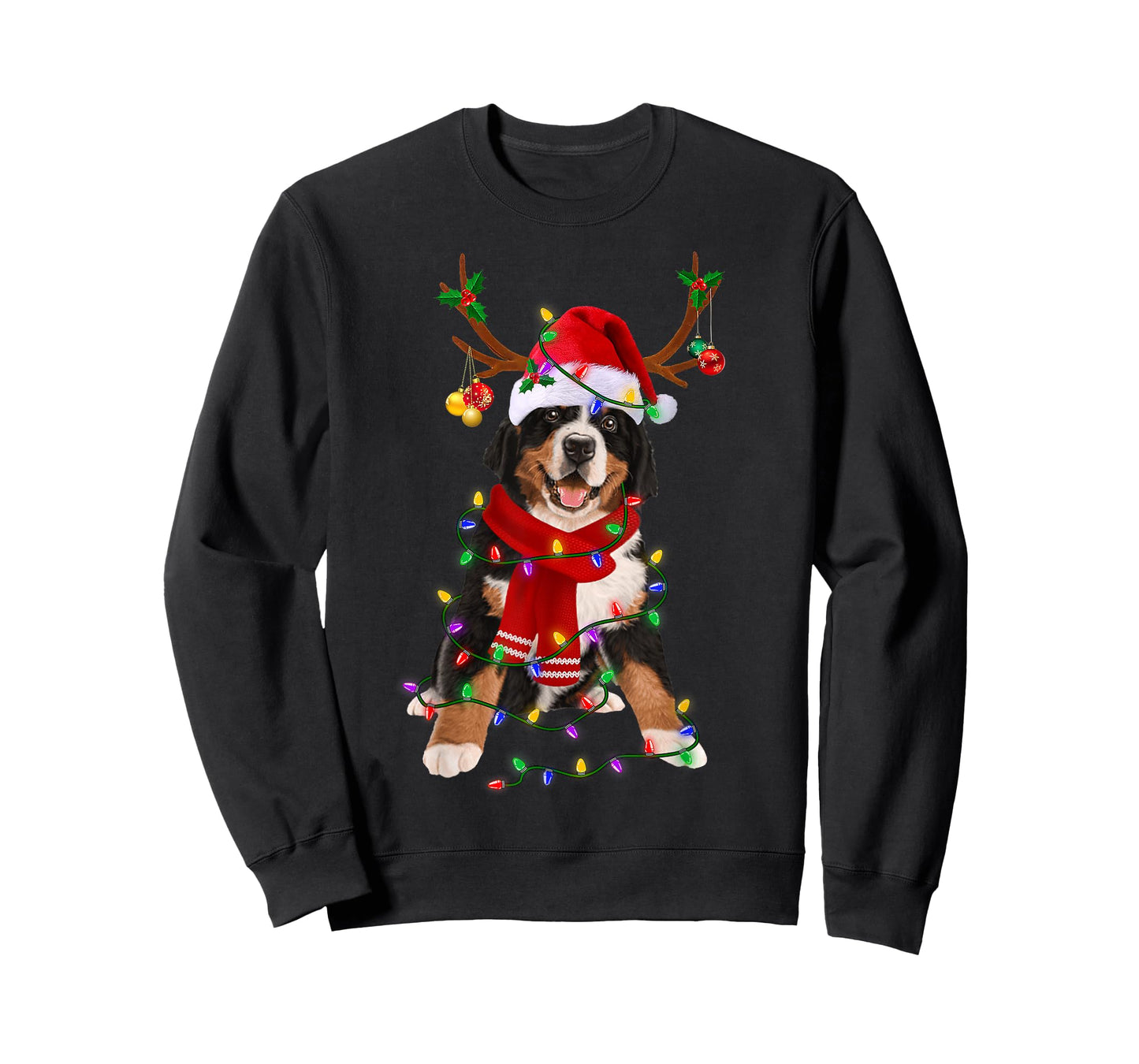 Bernese Mountain Christmas Lights Matching Family Dog Lover Men Women Kids T-Shirt