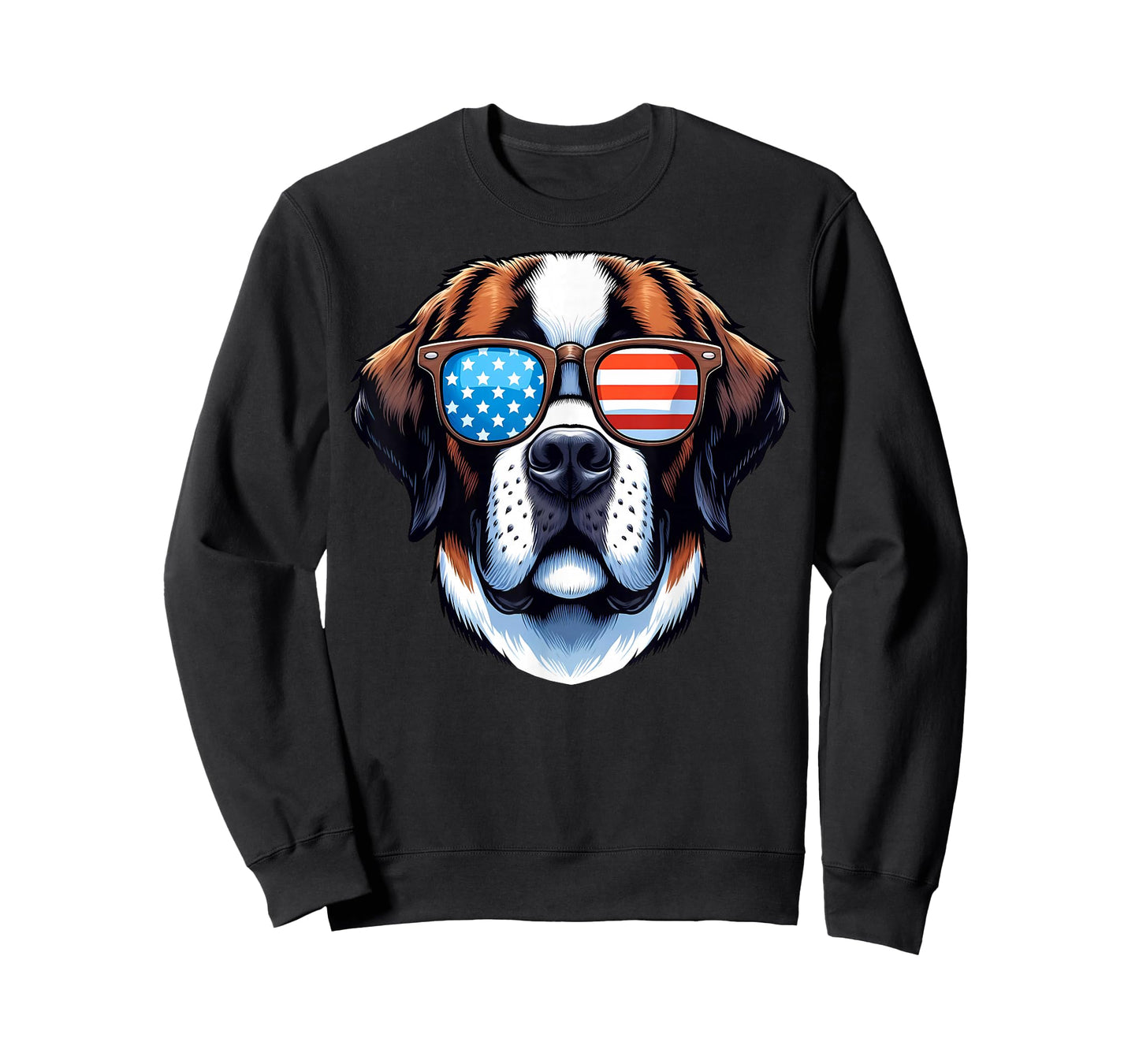 Saint Bernard Patriotic American Flag USA Sunglasses Dog T-Shirt