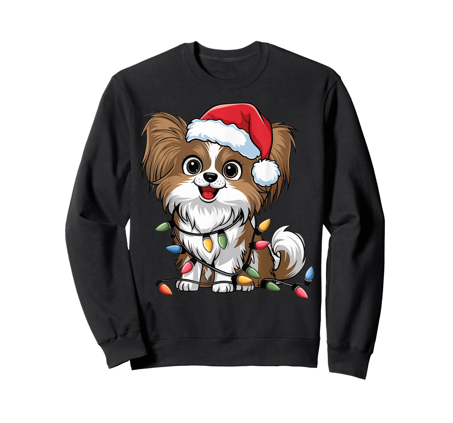 Papillon Christmas Lights Xmas Dogs Gifts for Men Women Kids T-Shirt