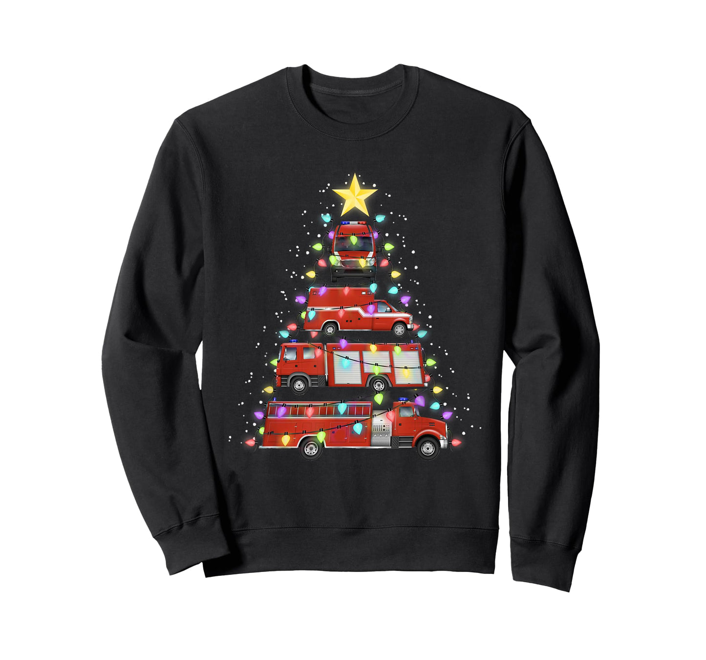 Firefighter Fire Truck Christmas Tree Santa Xmas Light Gift T-Shirt