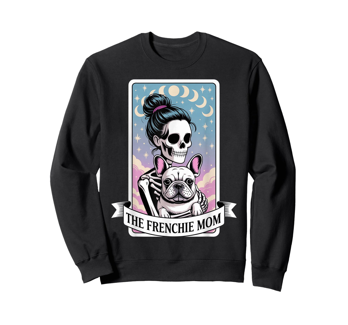 The Frenchie Mom Skeleton Hug Tarot Card Halloween Dog Lover T-Shirt