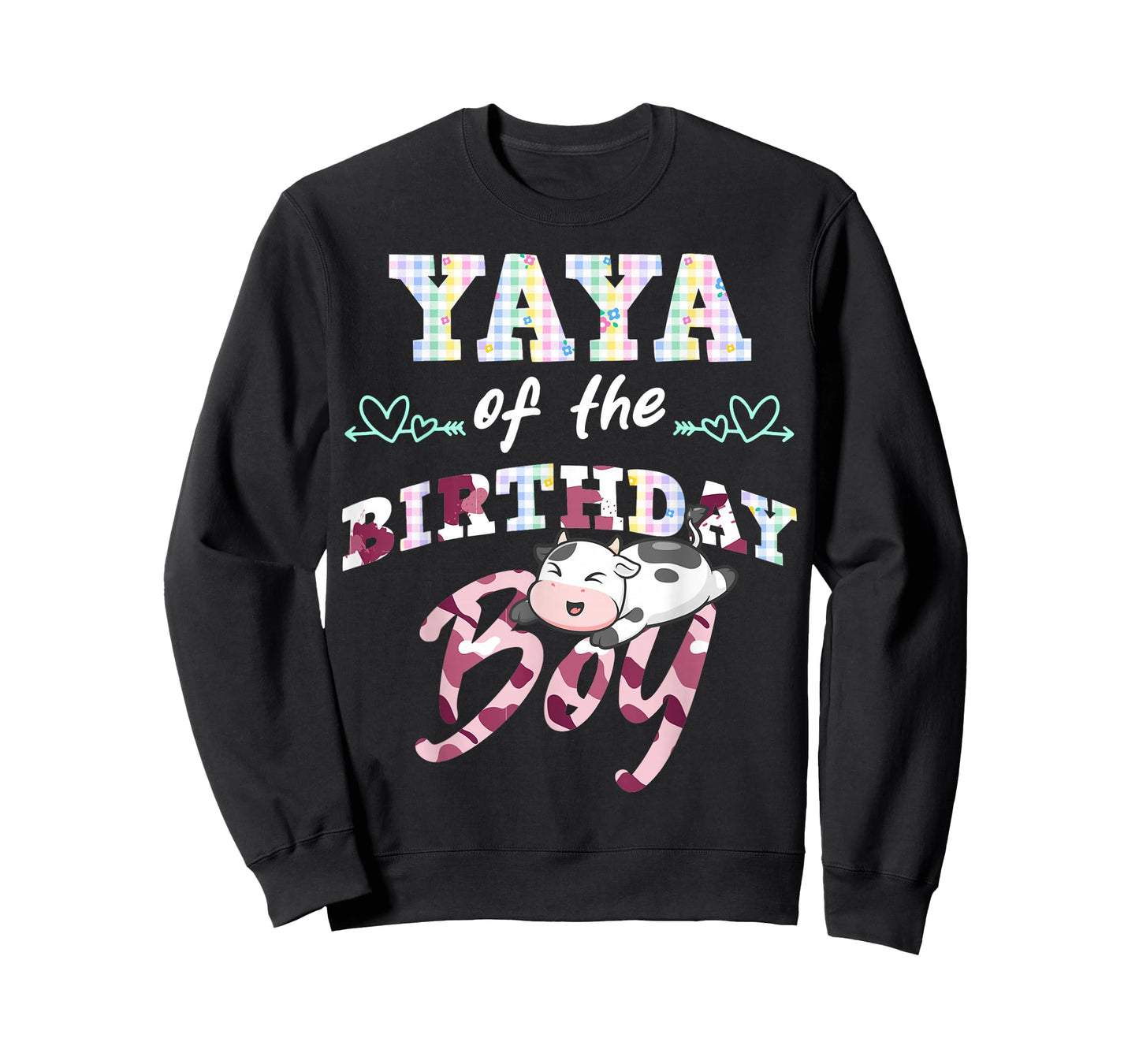 Cow Print Birthday Boy Party Look with Stars Plaid for Yaya T-Shirt