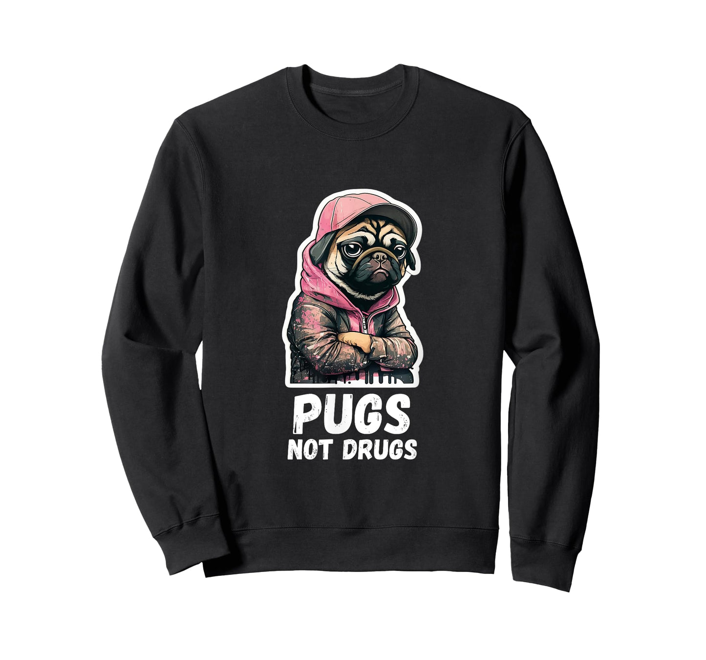 Pugs, not Drugs - Moody Cool Pug Funny Dog Pugs Lover T-Shirt