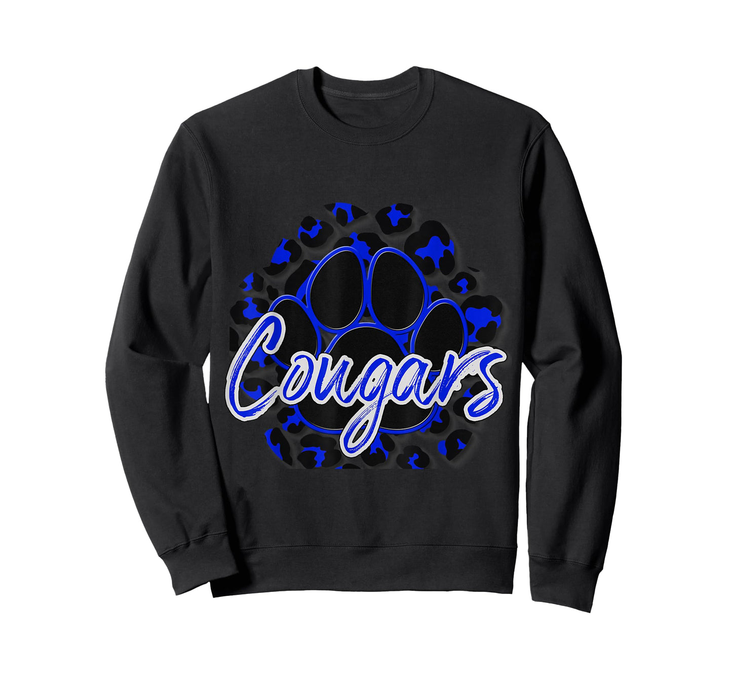 Cougar Blue Black Cheetah School Sports Fan Team Spirit T-Shirt
