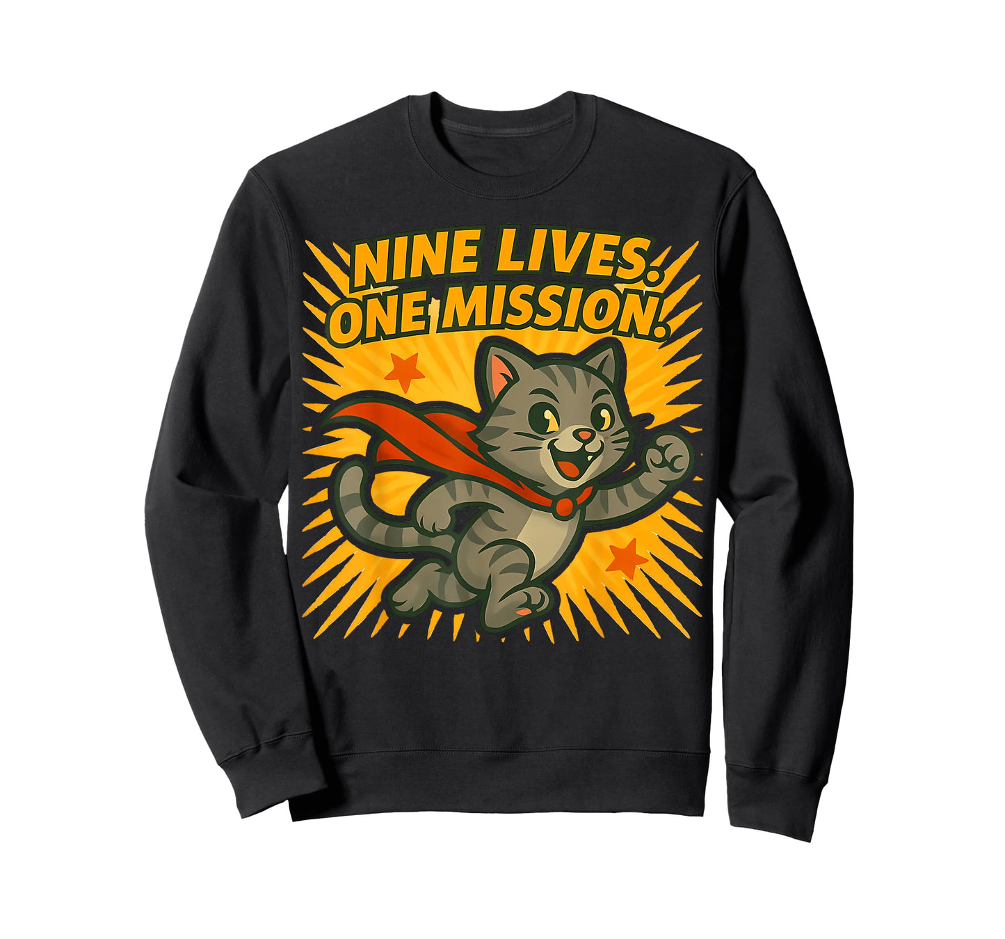 Nine Lives One Mission Cat Superhero T-Shirt