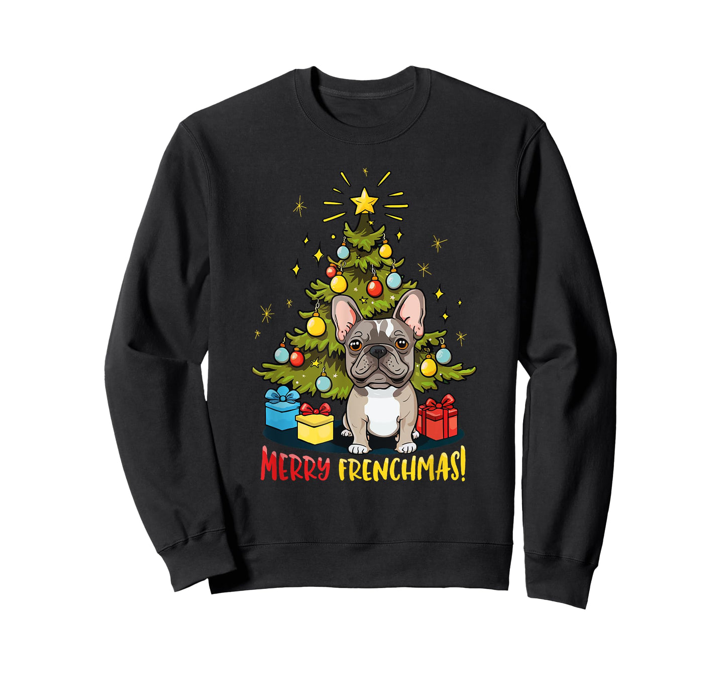 Funny French Bulldog With Christmas Tree T-Shirt for Men Women Kids
