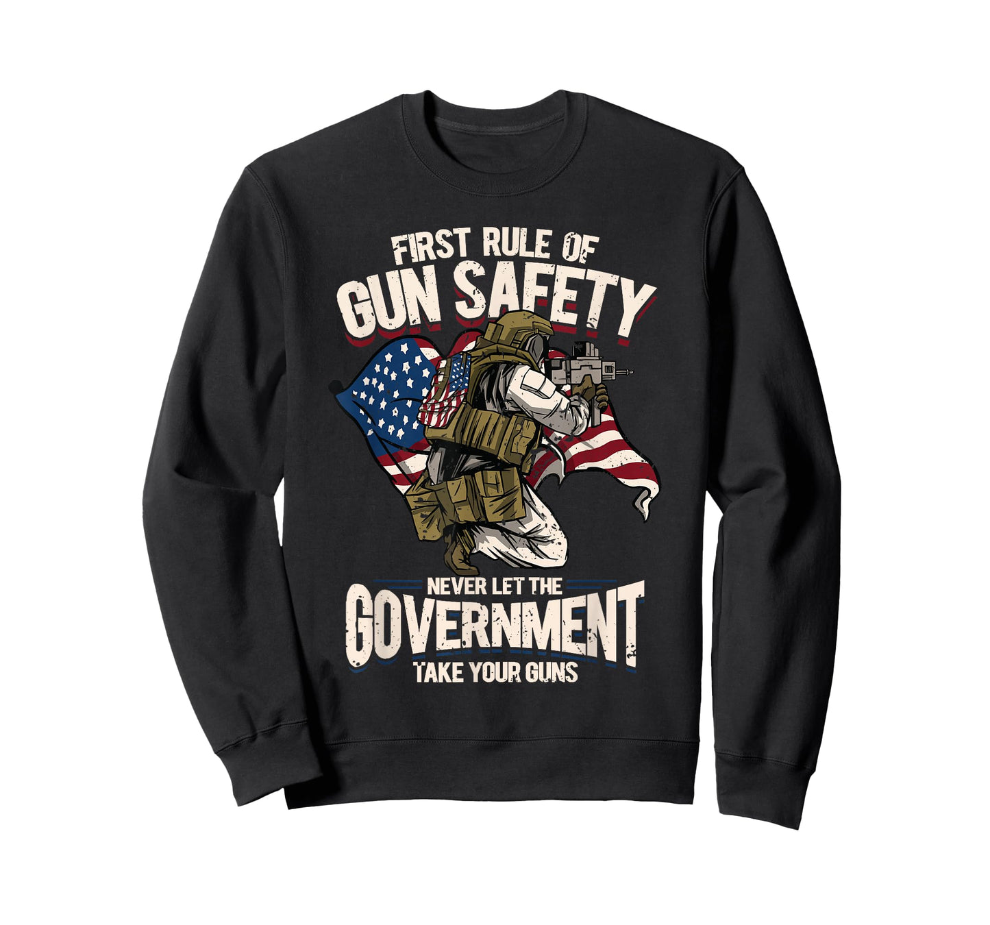 First Rule Of Gun Safety, US Flag For A Patriotic Gun Lover T-Shirt
