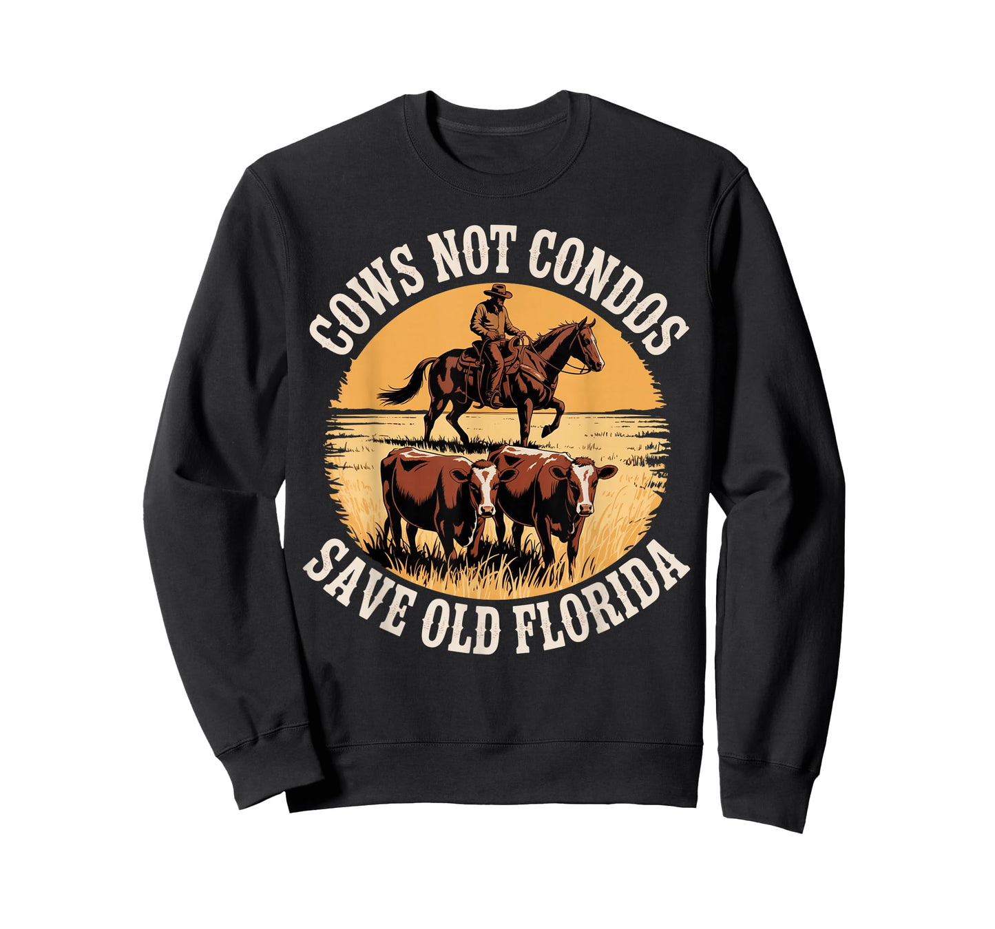Cows Not Condos Save Old Florida Vintage Cowboy Farm Funny T-Shirt