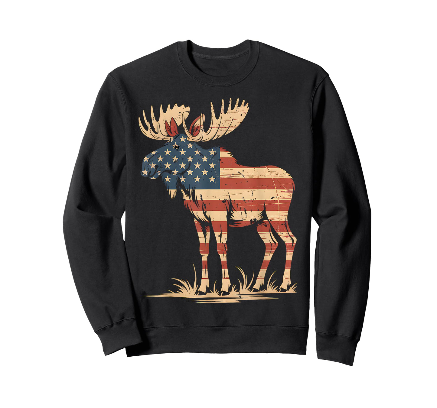 Moose American USA Flag Retro Vintage for Women Kids Men T-Shirt