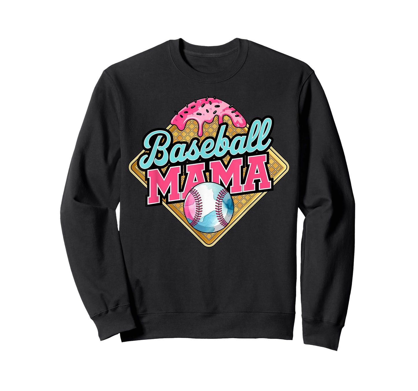 Baseball Mama Home Plate Ice Cream Drip Mother's day Funny T-Shirt