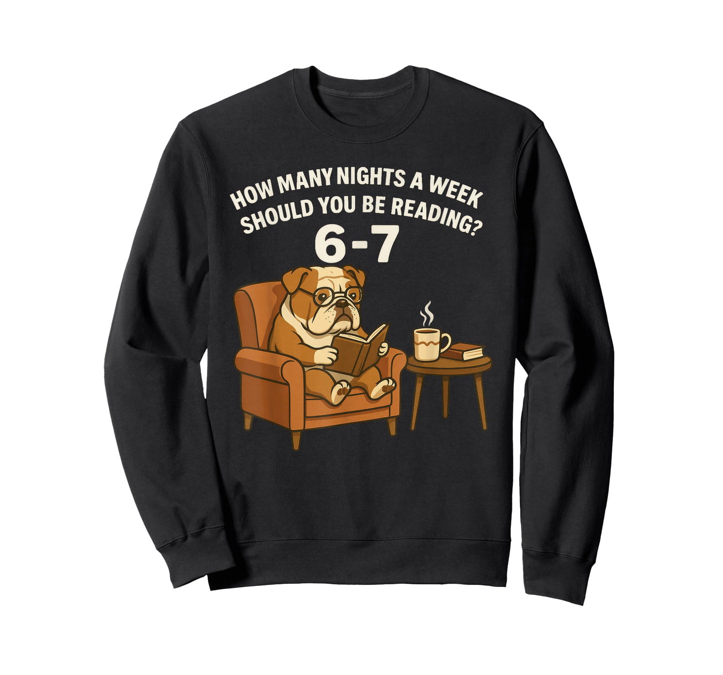 Funny English Bulldog Dog Reading Book 67 Six Seven Meme T-Shirt