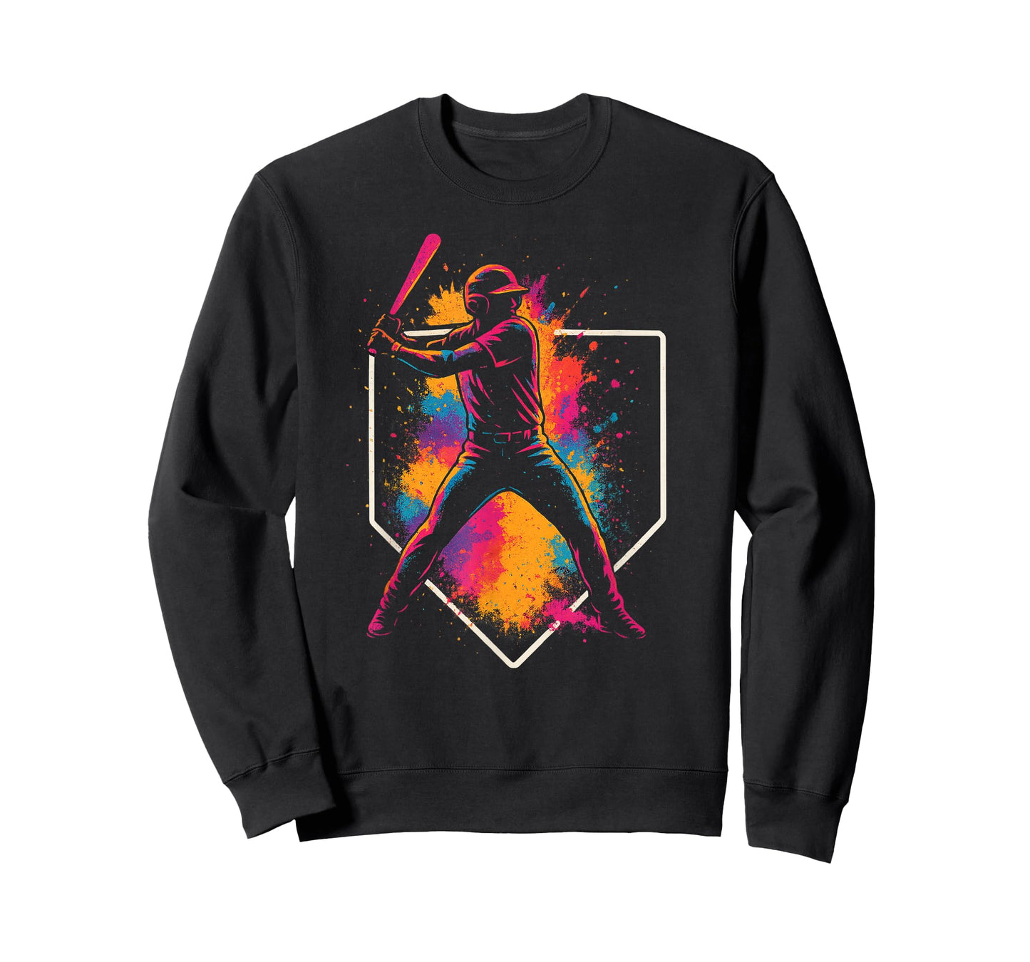Colorful Splash Baseball Batter Swing with Home Plate Youth T-Shirt