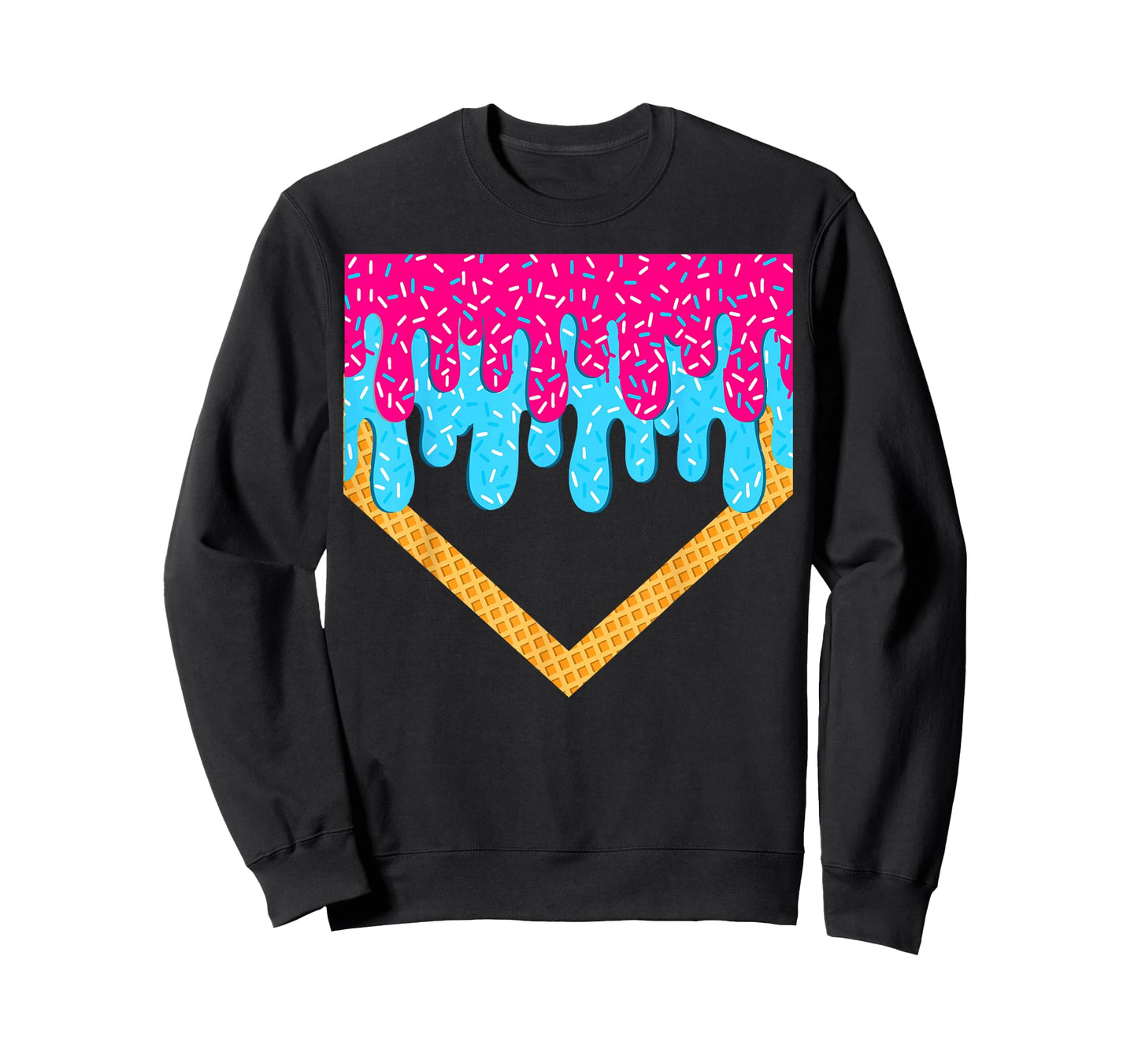 Baseball Drip Boys Home Plate Ice Cream Sprinkles Sport Fans T-Shirt