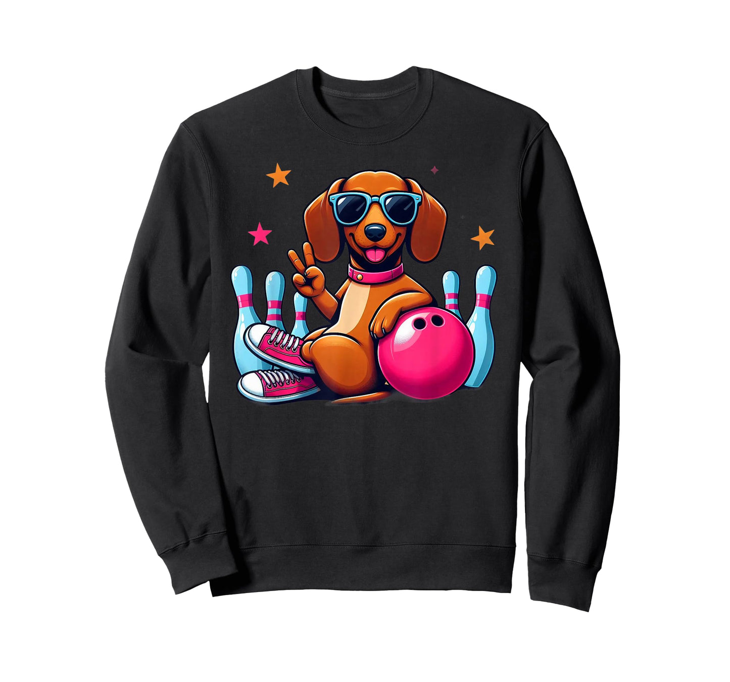 Funny Dachshund Bowling Graphic, Funny Dog Playing Bowling T-Shirt
