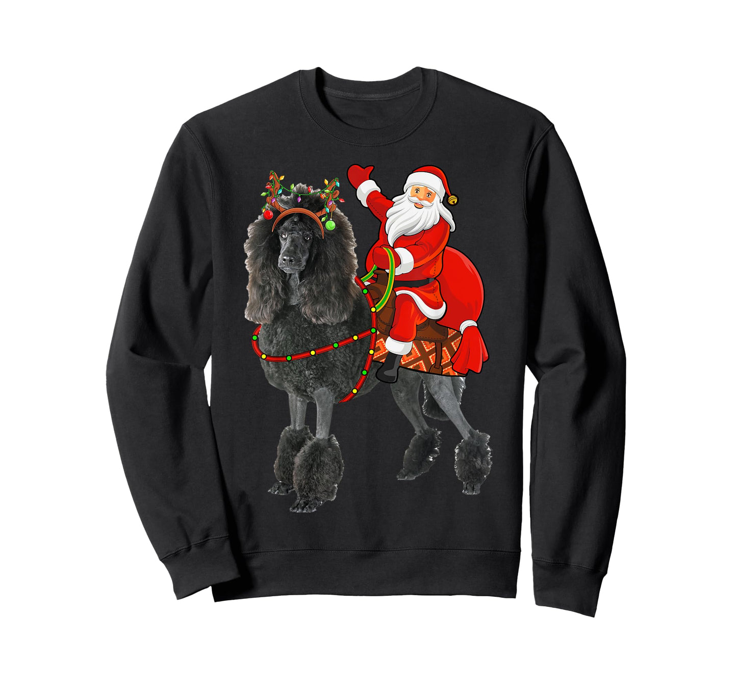 Family Matching Funny Santa Riding Standard Poodle Christmas T-Shirt