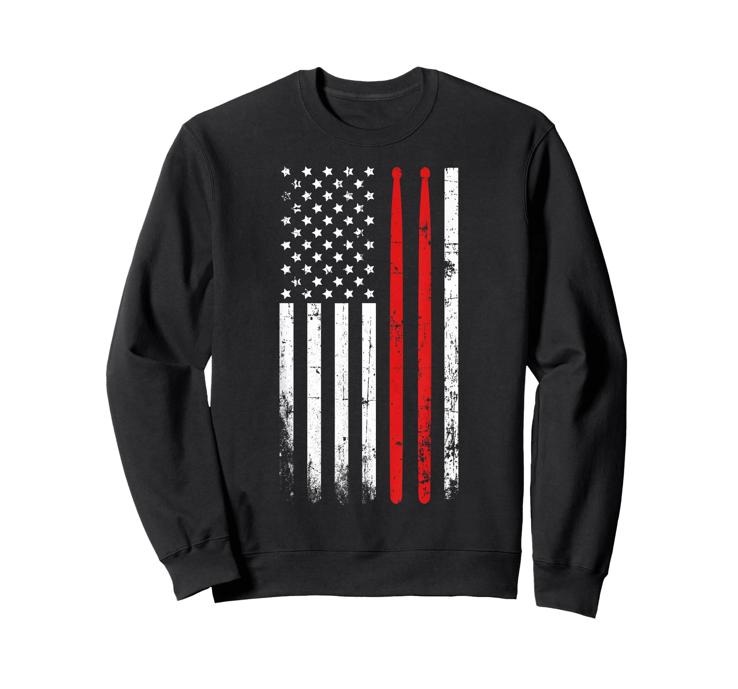 Drum sticks on a vintage American flag T-shirt for Drummers T-Shirt