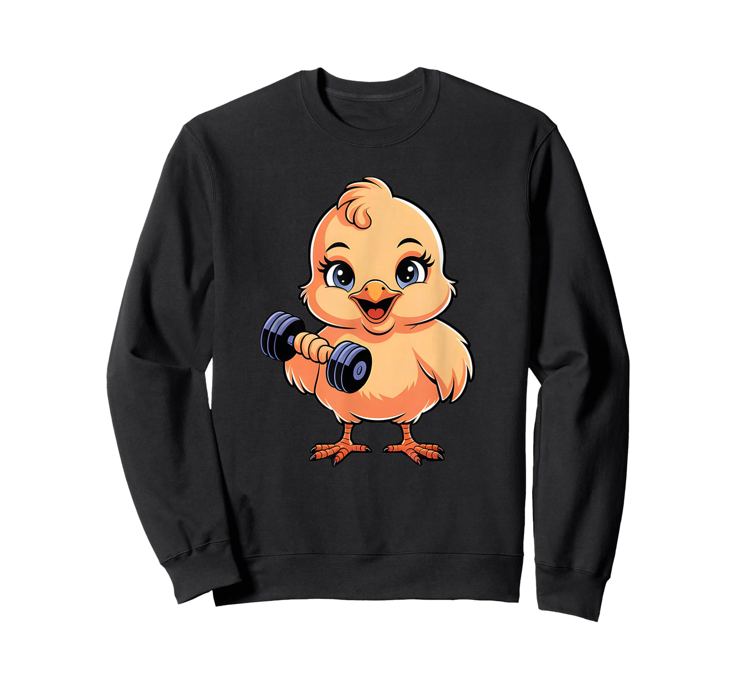 Cute Cartoon Chick Lifting Weights Funny T-Shirt