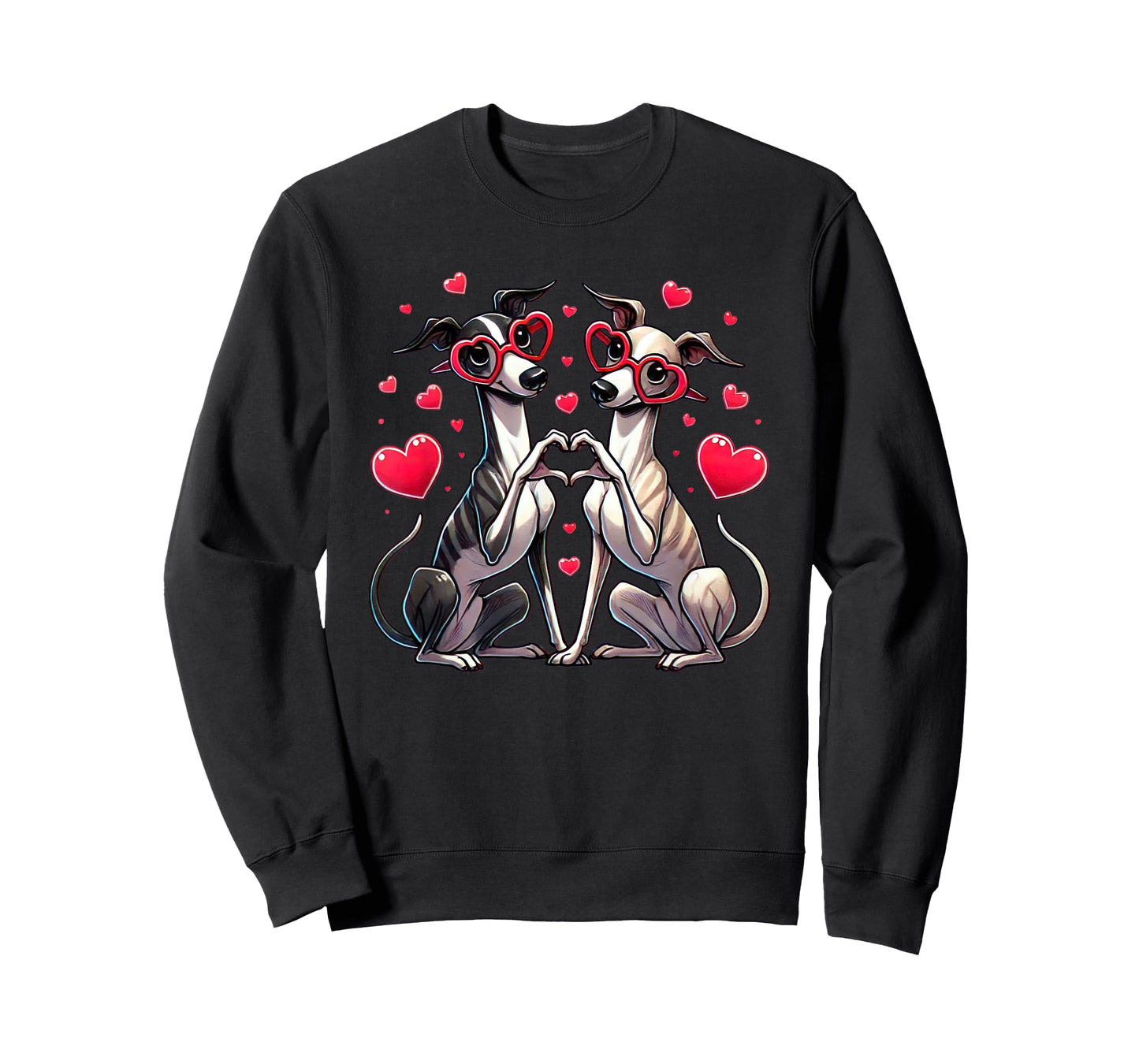 Heart Sign Hand Whippet Valentine Dog Womens Mens Kids T-Shirt